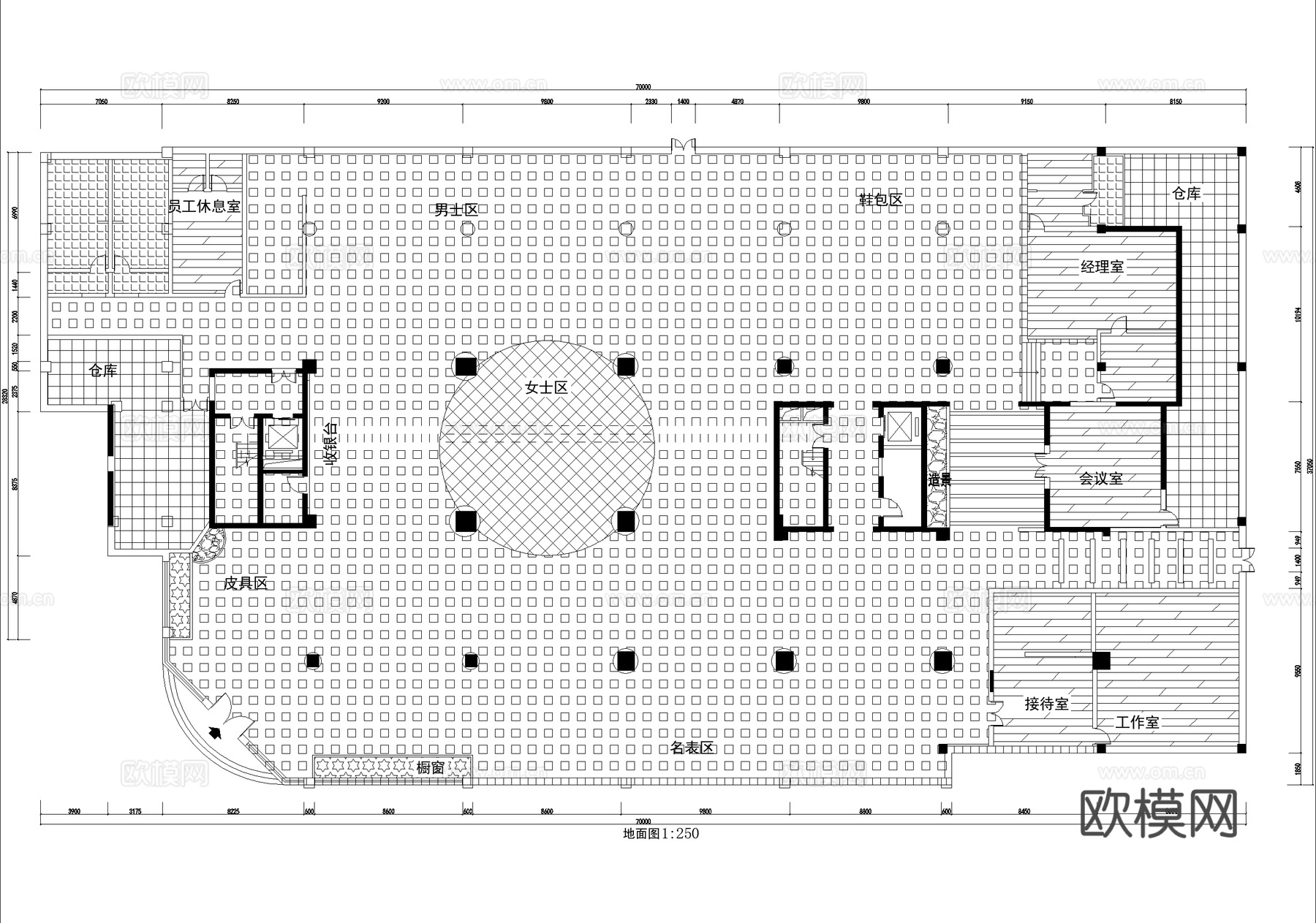 服装店 鞋包手表服饰店cad施工图