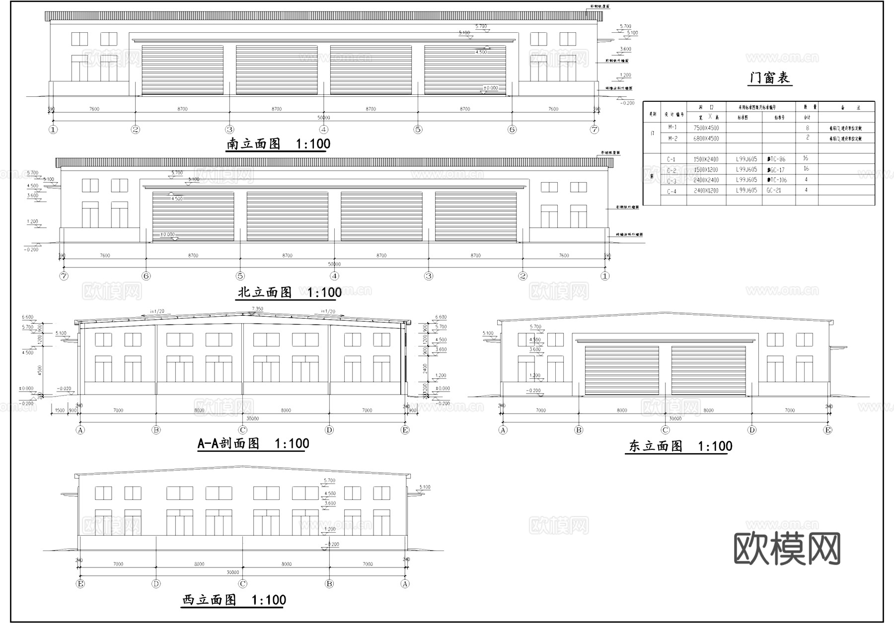 轻钢单层车库厂房工业建筑结构CAD施工图集cad施工图