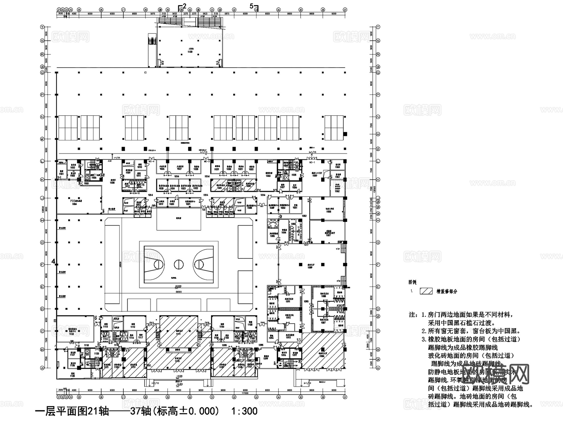 现代体育馆室内平面装修CAD图集cad施工图