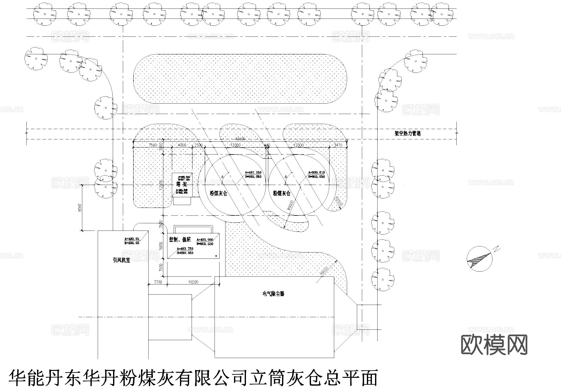 粉煤灰工厂立筒灰仓工业建筑CAD施工图cad施工图