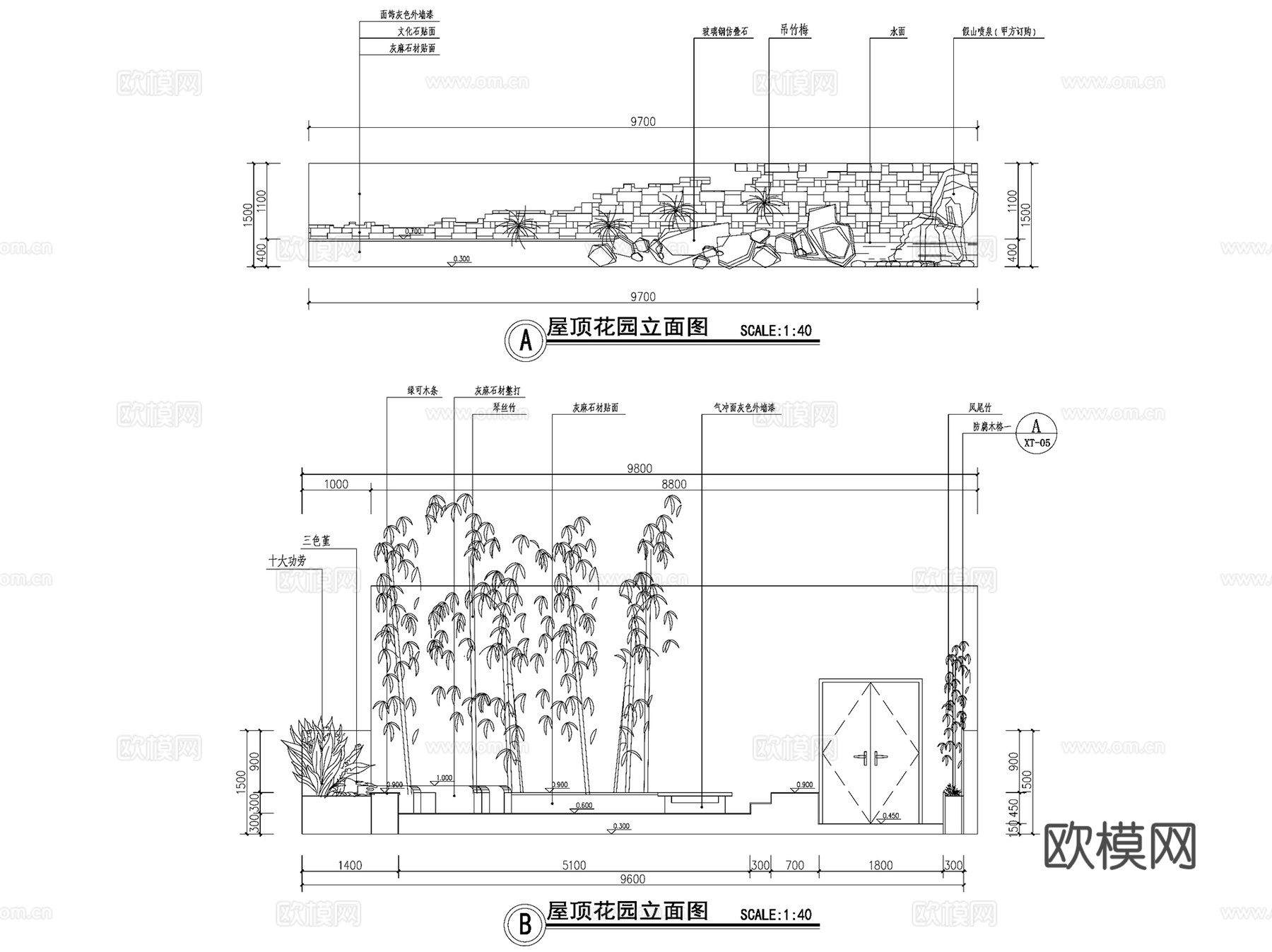 现代屋顶花园景观CAD施工图cad施工图