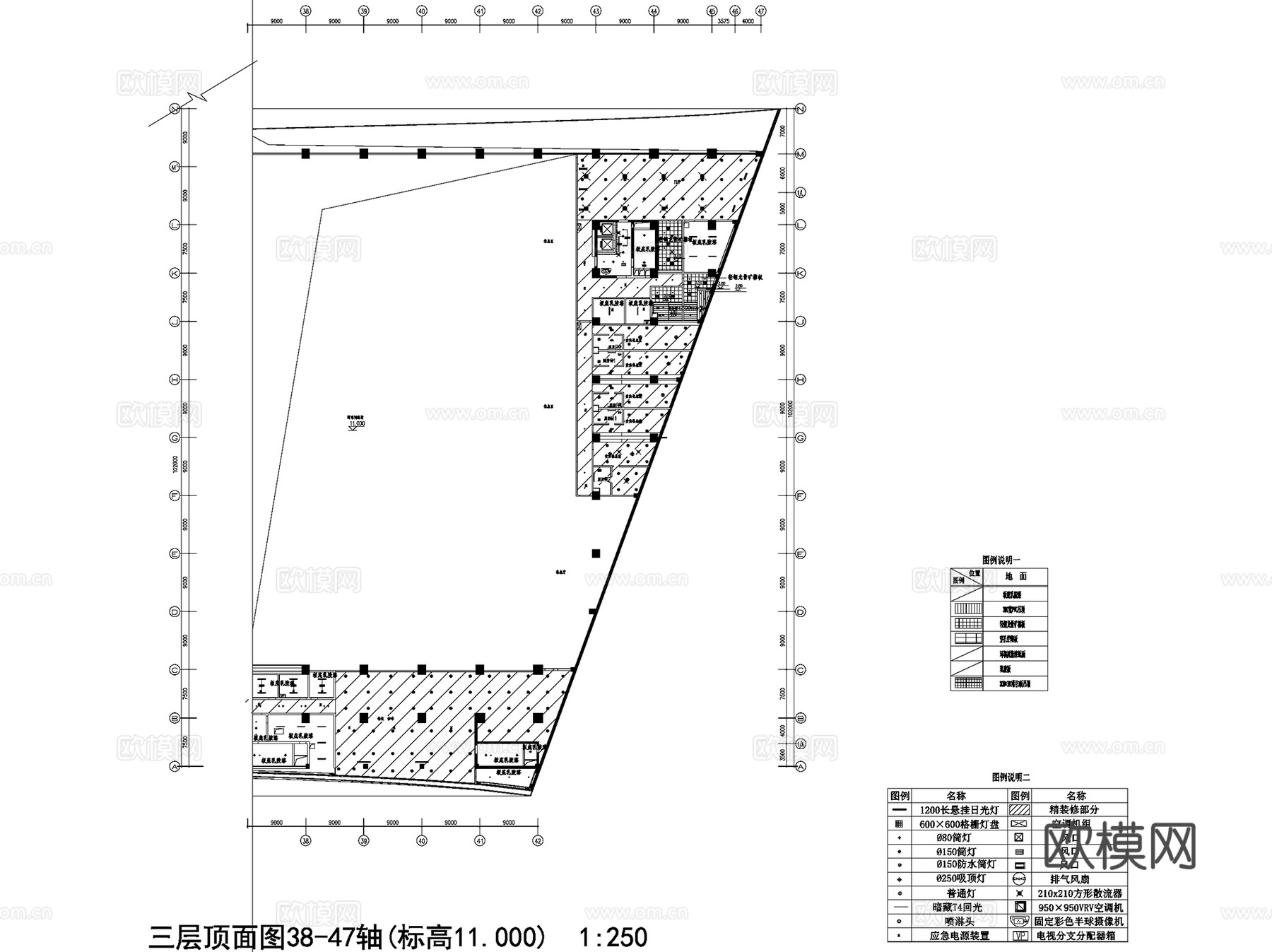 现代体育馆室内平面装修CAD图集cad施工图