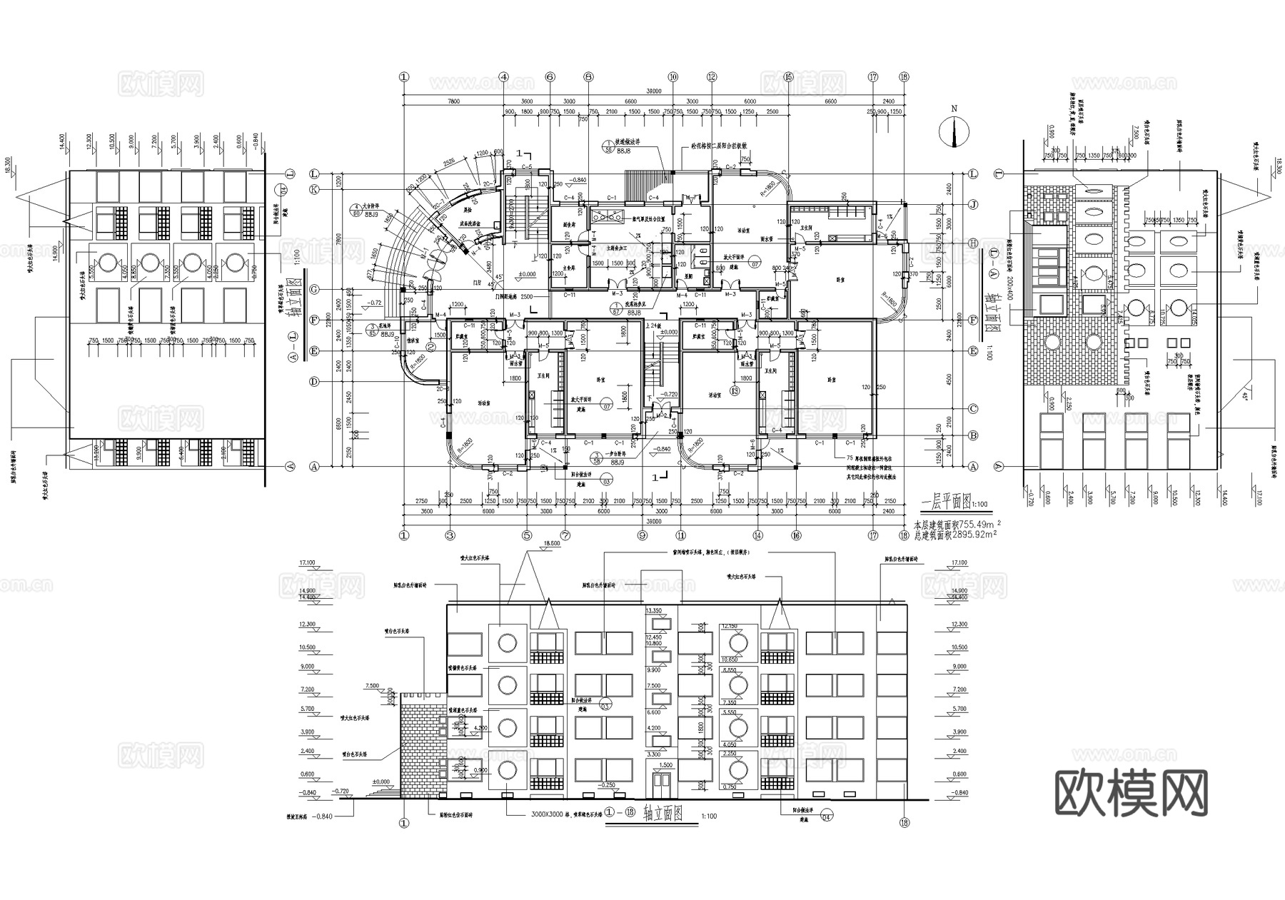 幼儿园建筑 四层托儿所带地下室cad施工图
