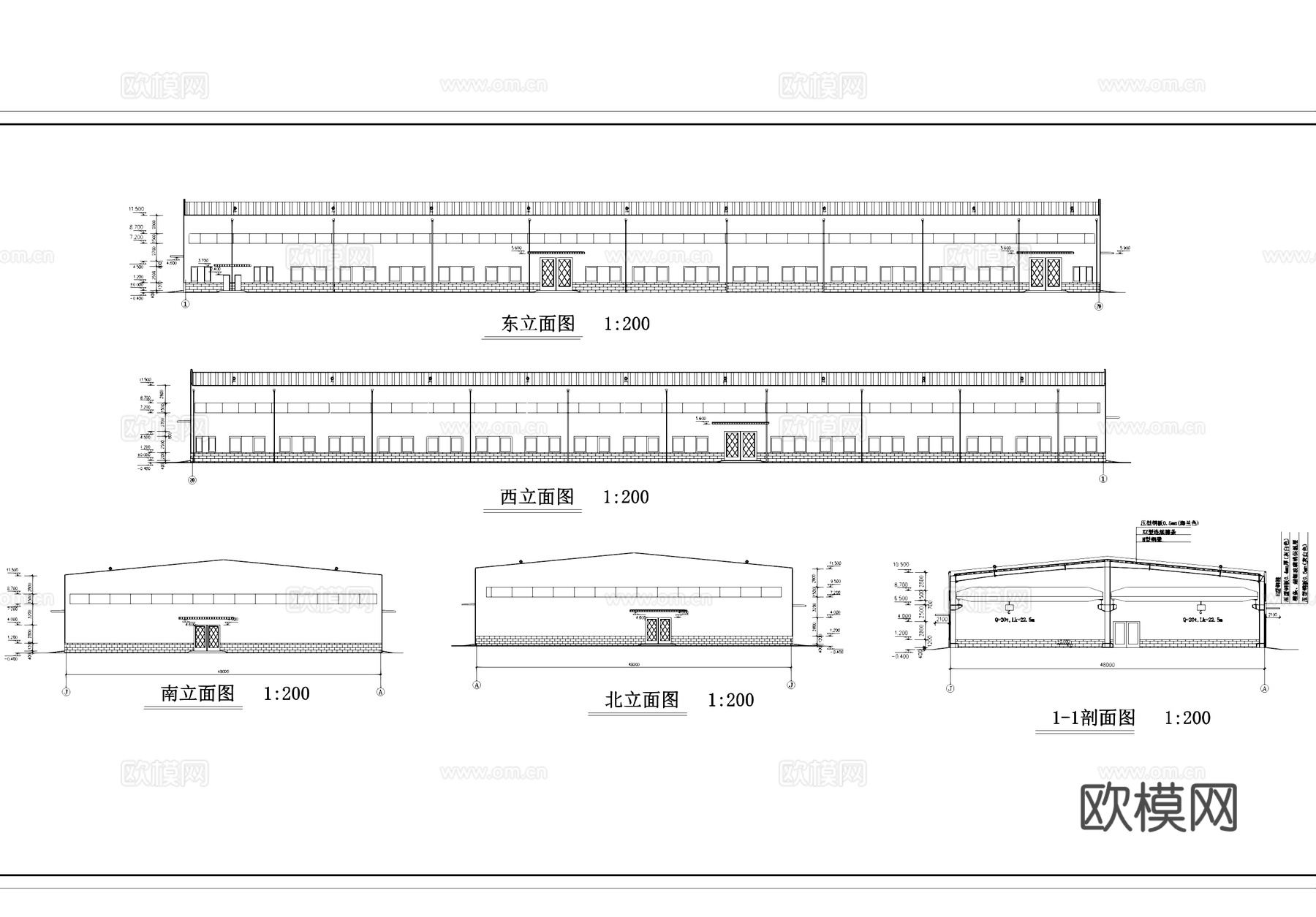 钢结构工业厂房建筑及结构CAD施工图cad施工图