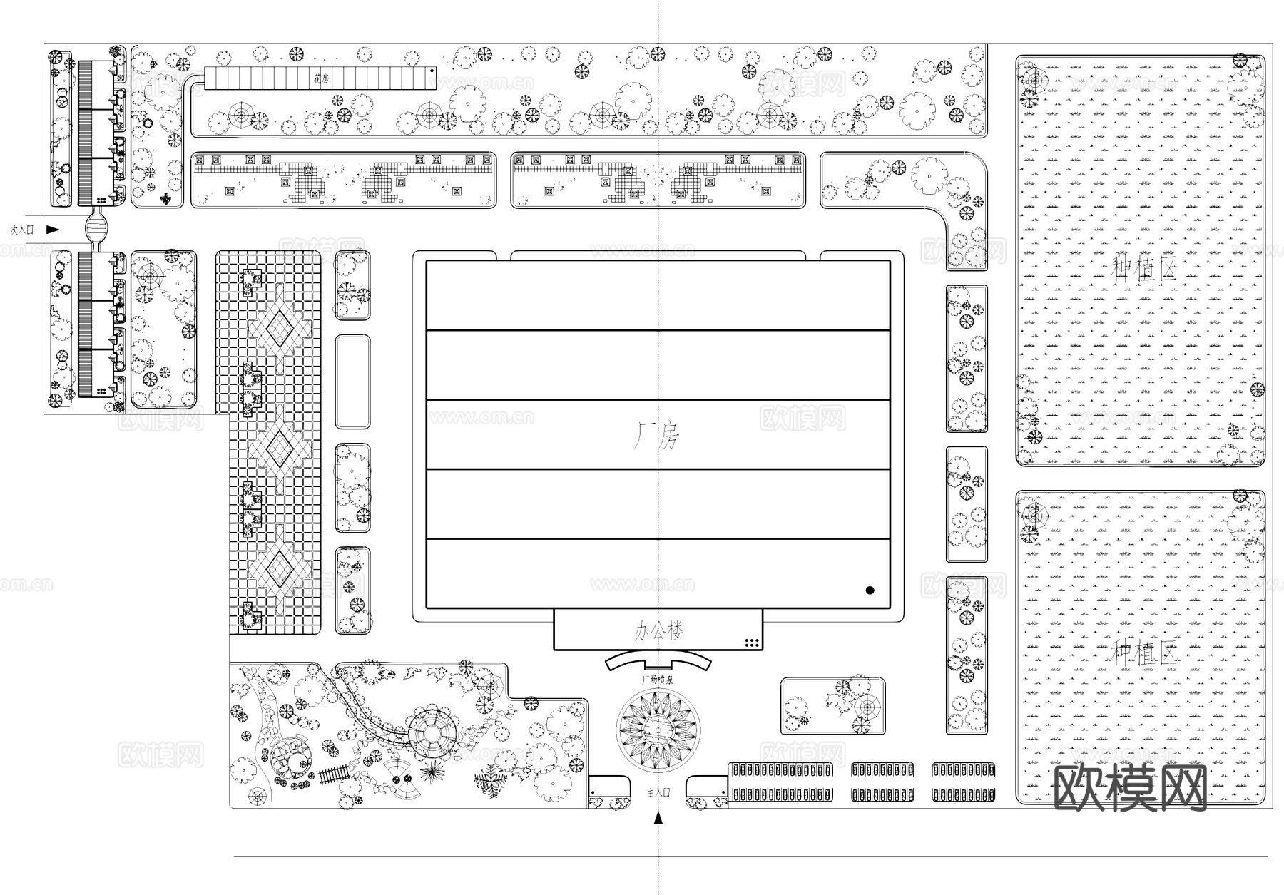 厂房办公楼工业园区规划平面CAD施工图cad施工图