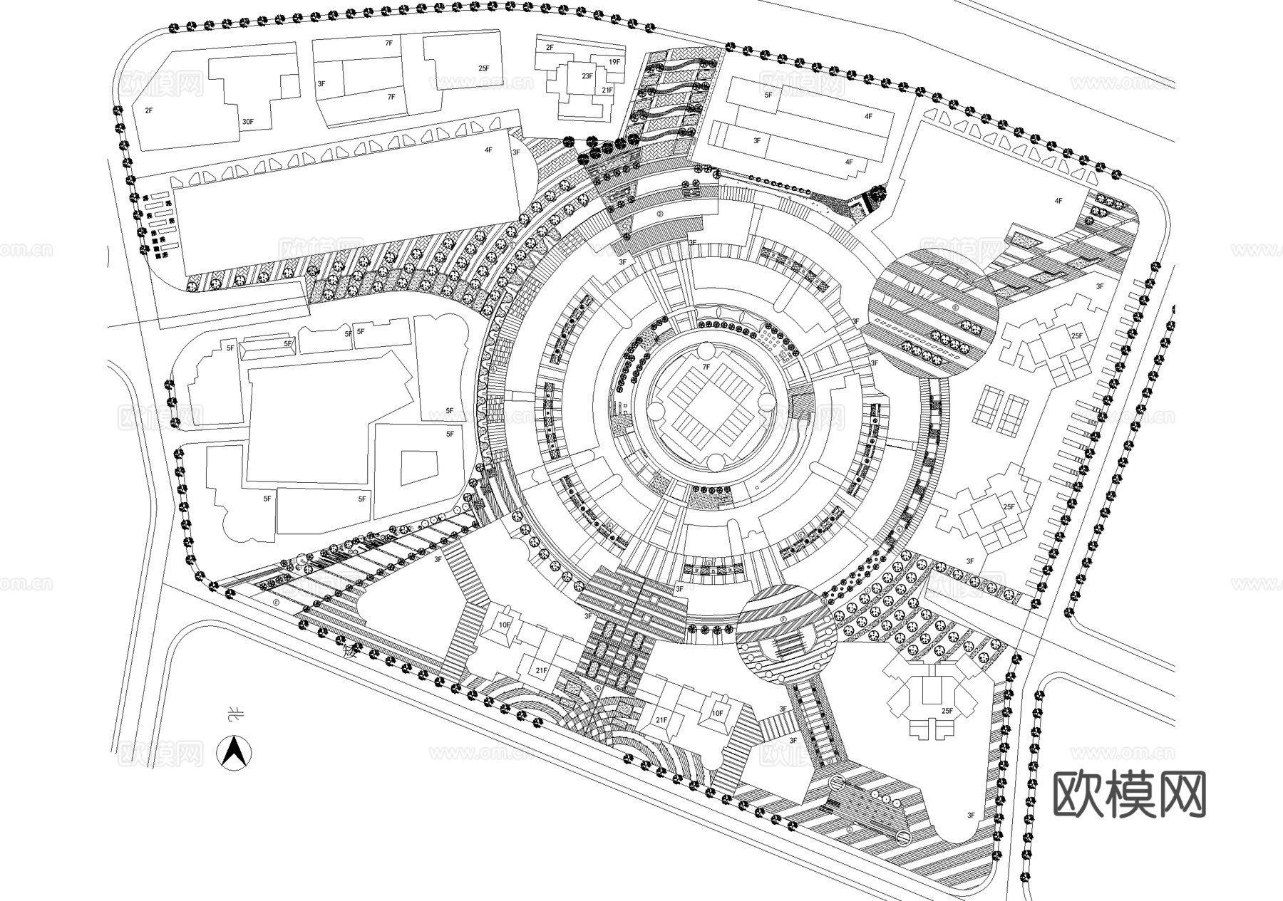 商业广场 规划总平面图cad施工图