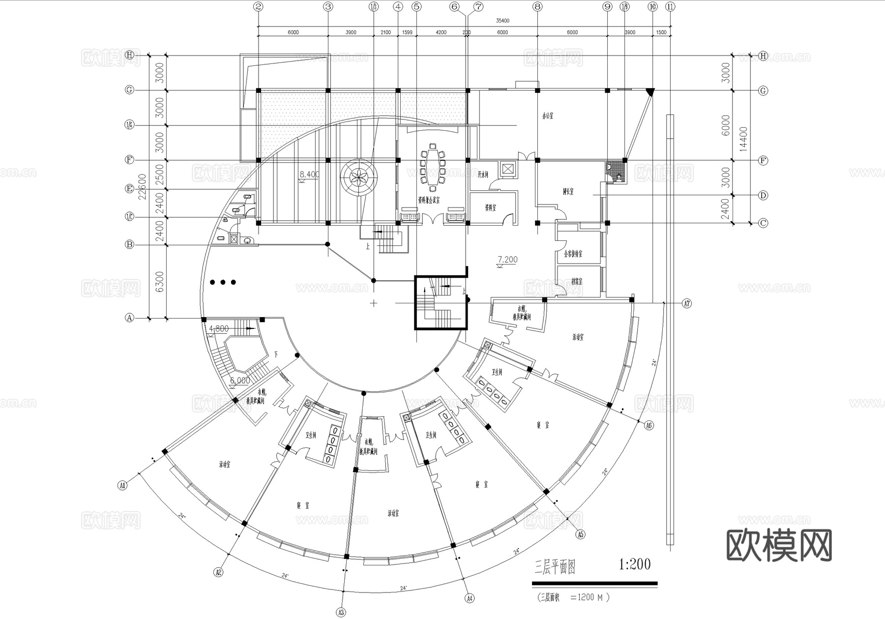 幼儿园建筑 四层托儿所cad施工图