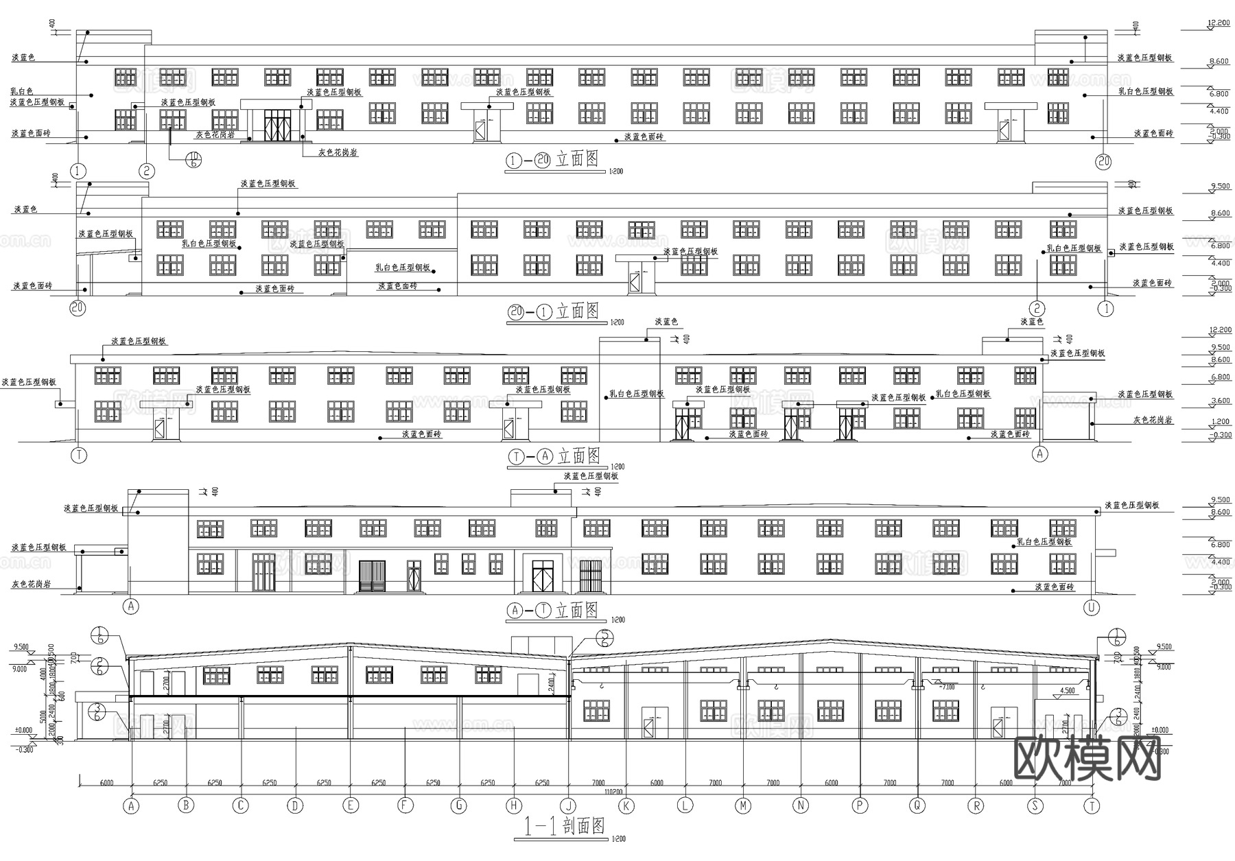 钢结构厂房单层车间工业建筑cad施工图