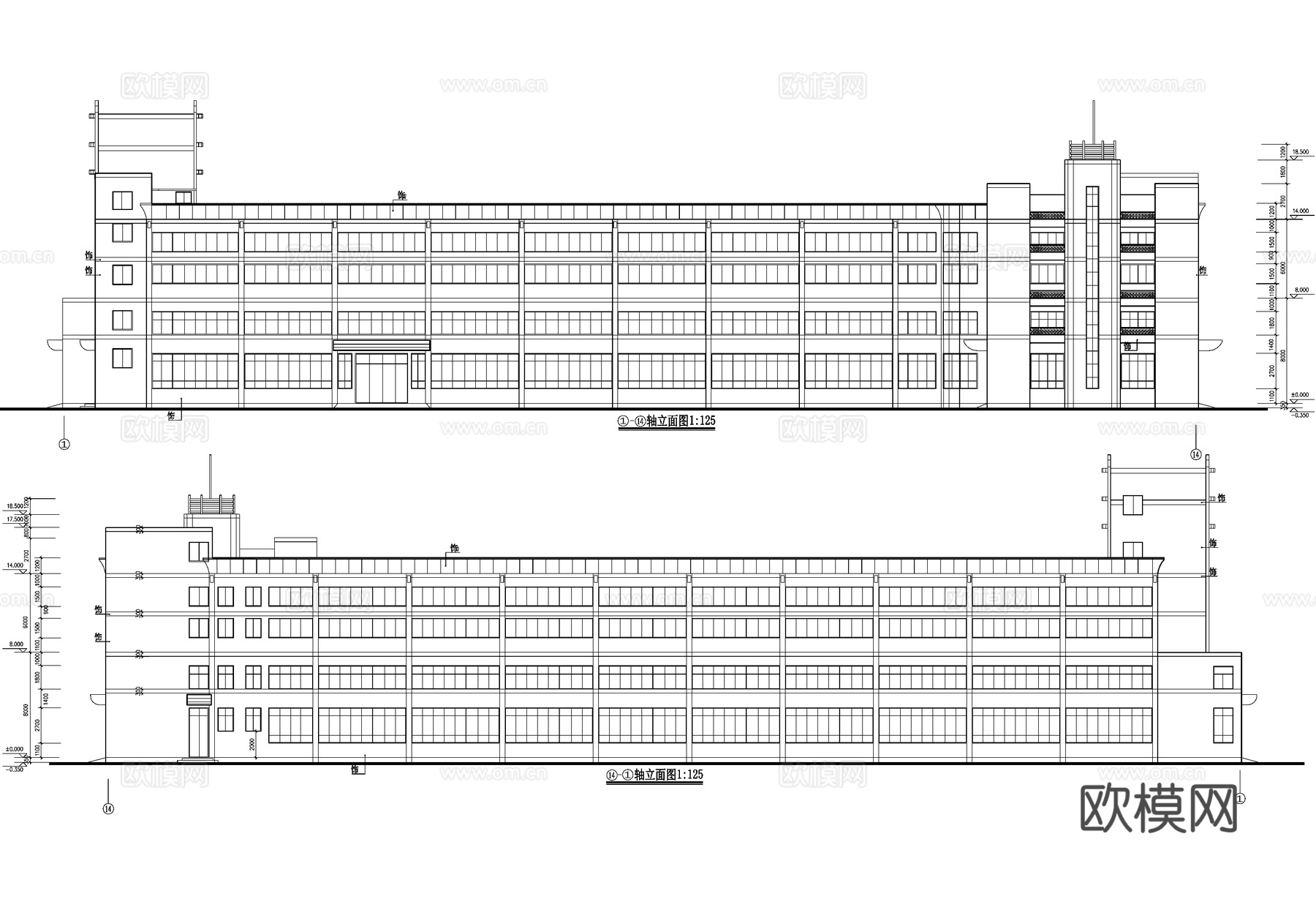工业实验中心办公楼车间厂房建筑CAD施工图cad施工图