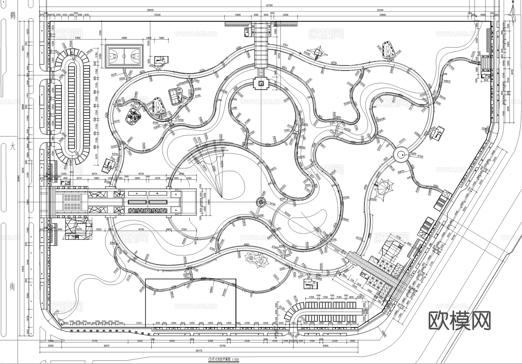 滨水公园 规划景观总平面图cad施工图