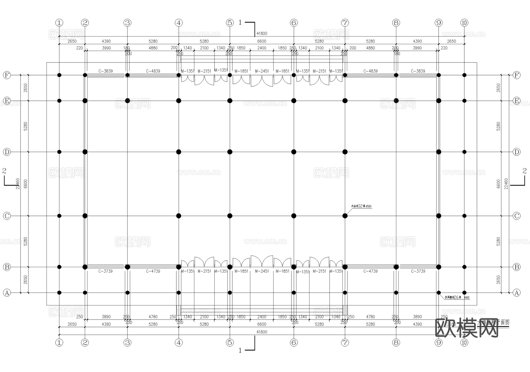 中式寺庙 大雄宝殿建筑结构 重檐歇山顶cad施工图