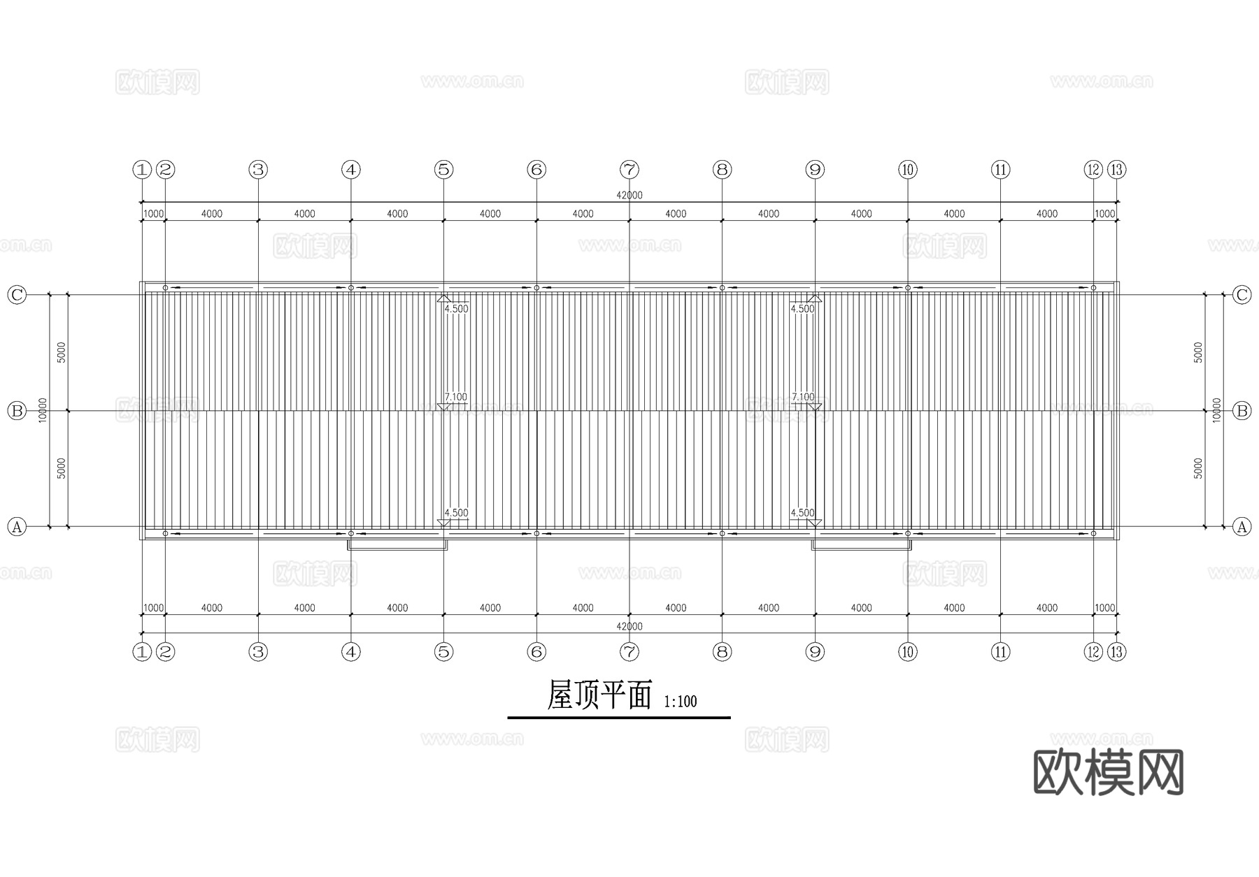 单层车间厂房工业建筑CAD施工图cad施工图