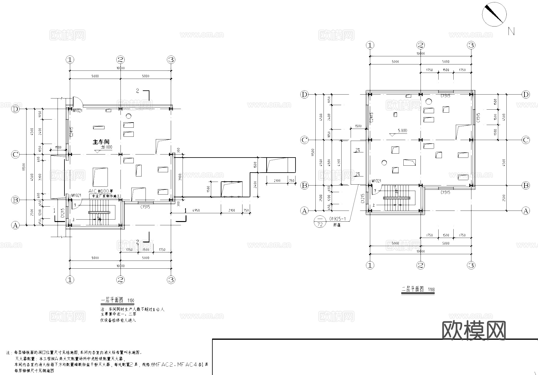 五层钢结构车间大楼工业建筑CAD施工图cad施工图