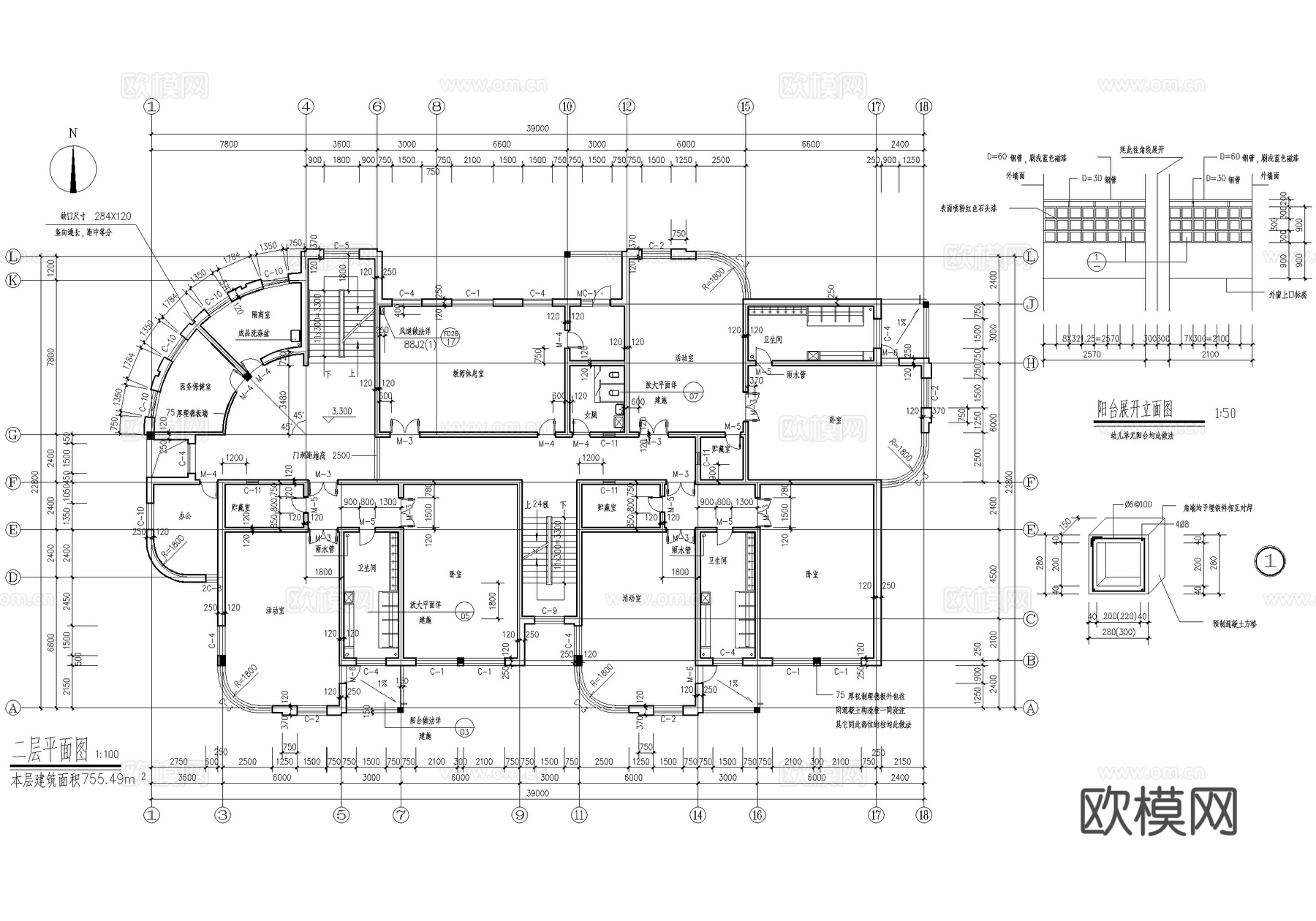 幼儿园建筑 四层托儿所带地下室cad施工图