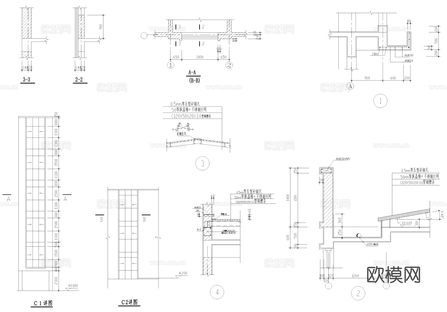 五层框架结构五金装饰厂房车间工业建筑CAD施工图cad施工图