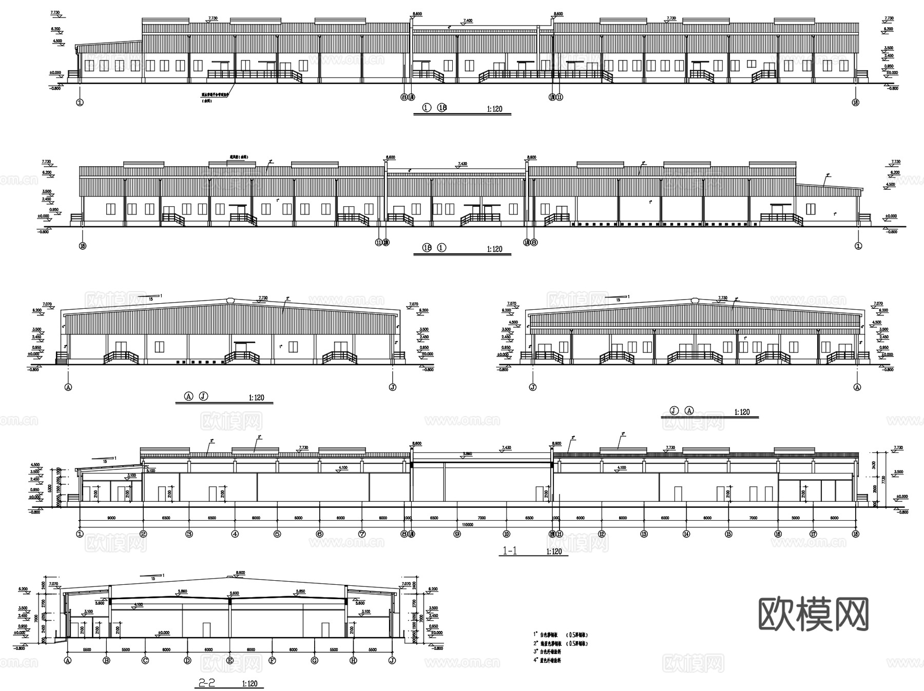 冷熟食加工车间工业建筑CAD施工图cad施工图
