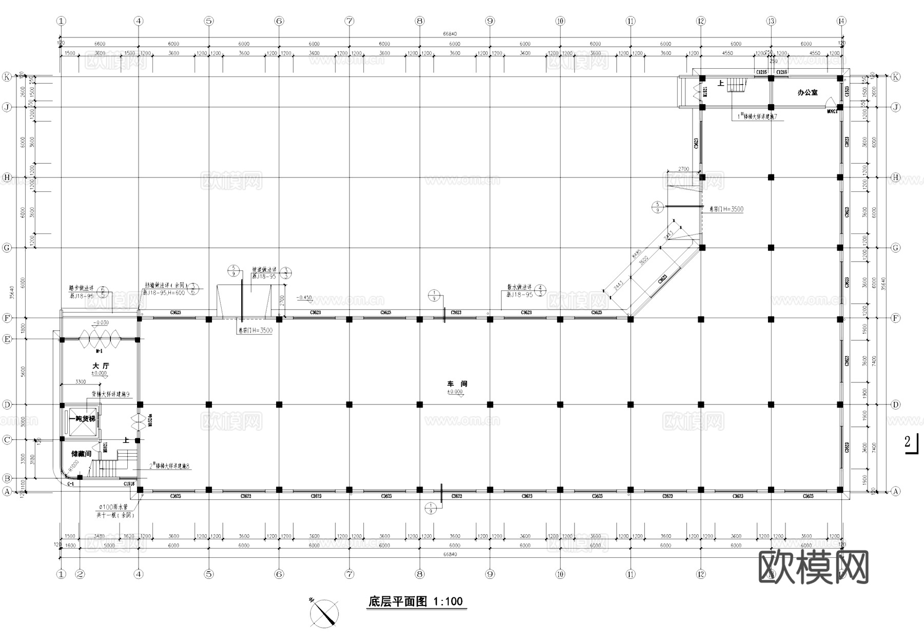 乡村经济联合社厂房工业建筑CAD施工图cad施工图