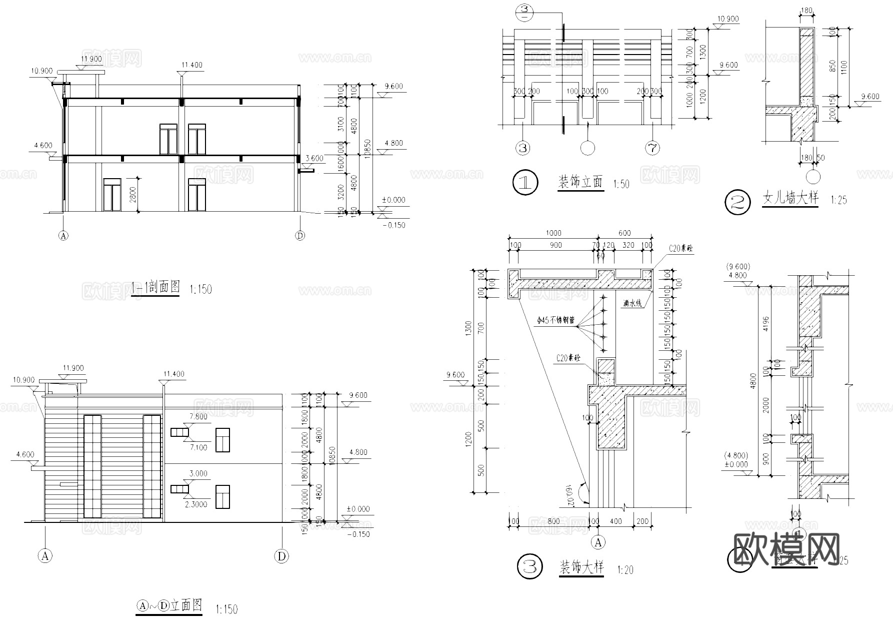 二层车间厂房工业建筑CAD施工图cad施工图
