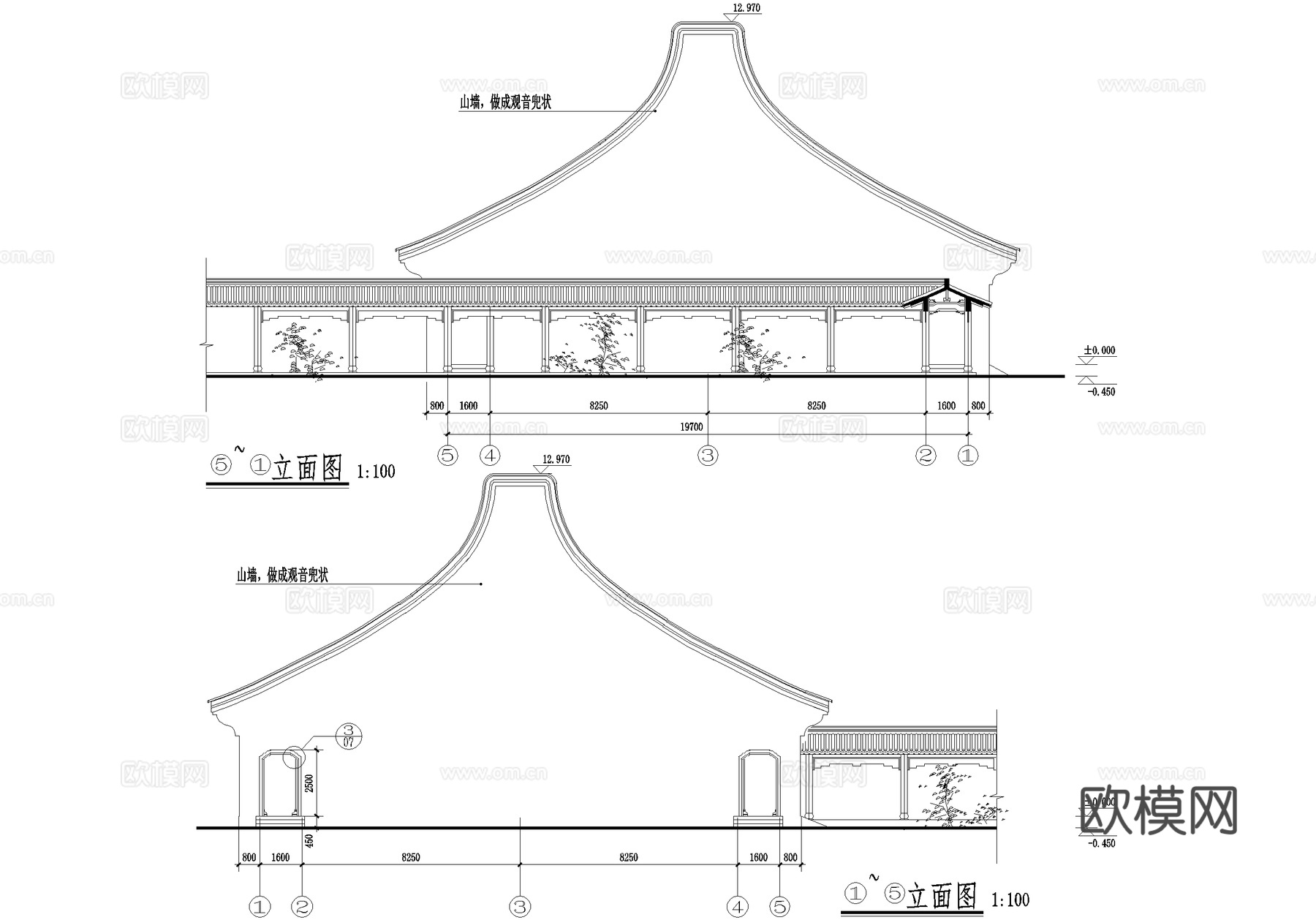中式寺庙 单层斋堂餐厅食堂cad施工图