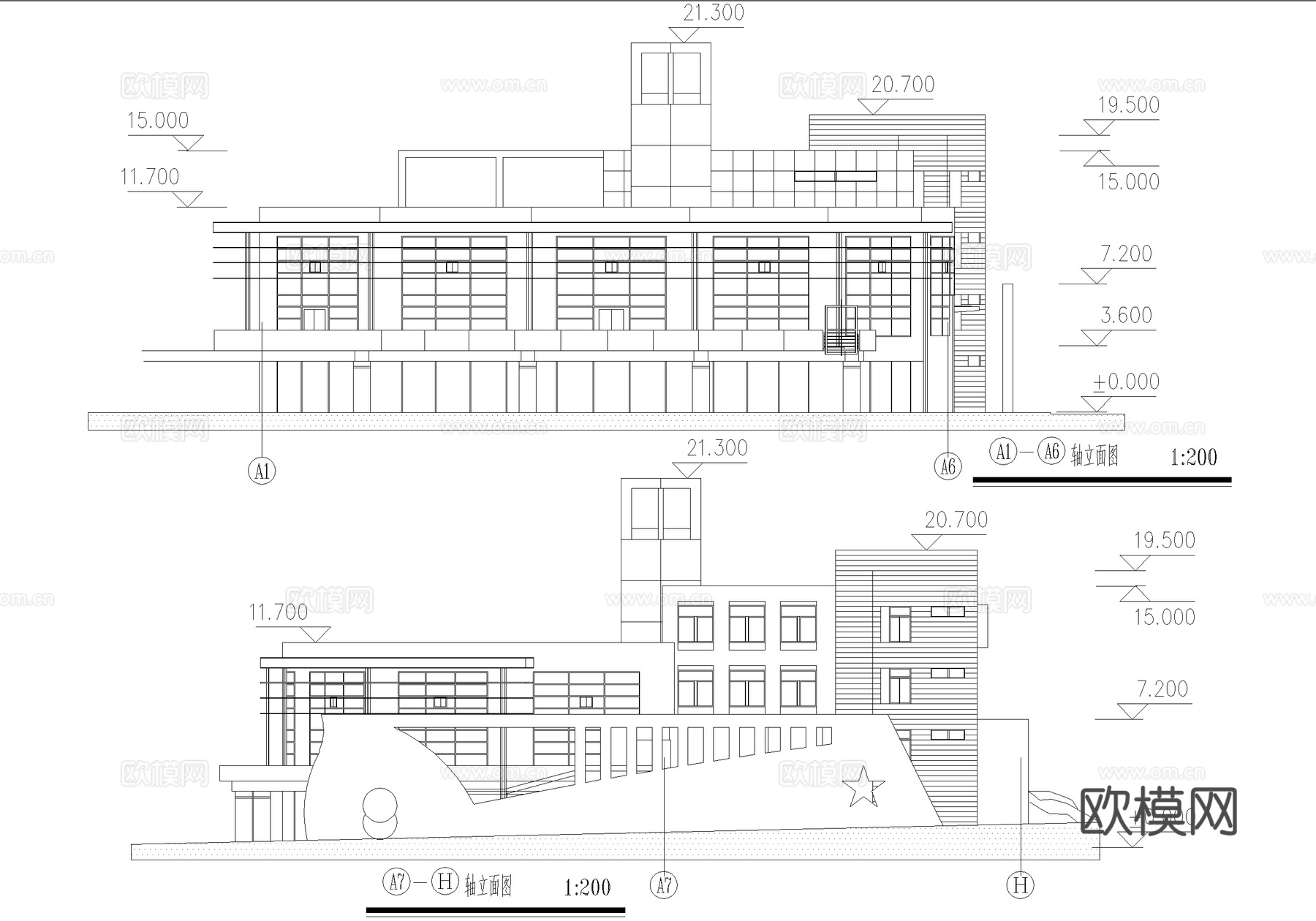 幼儿园建筑 四层托儿所cad施工图