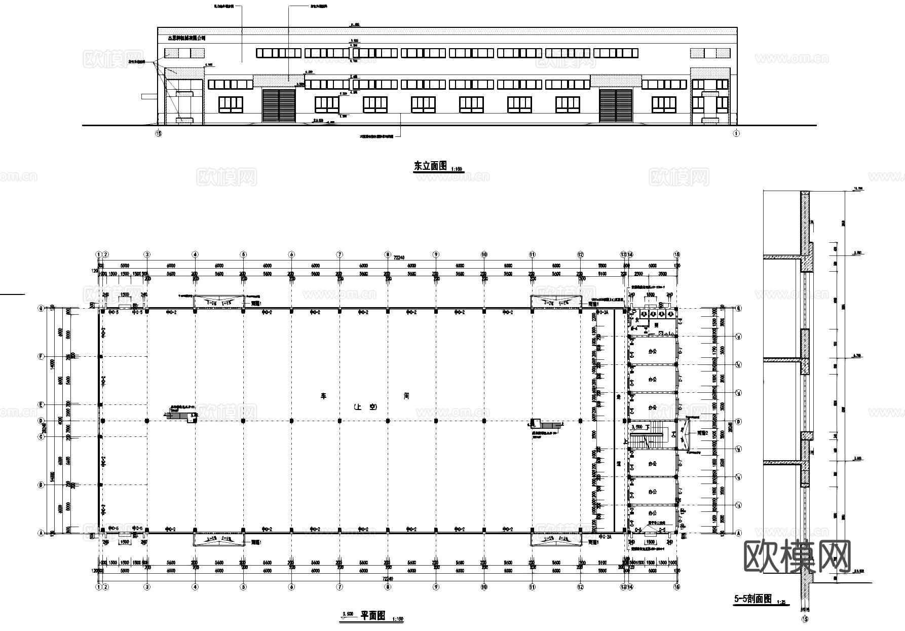 工业车间厂房建筑CAD施工图cad施工图