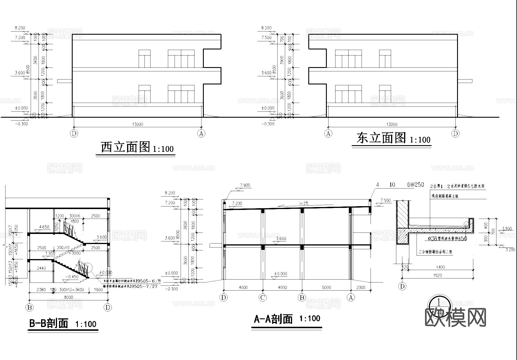 二层框架电缆电线厂房车间工业建筑CAD施工图cad施工图