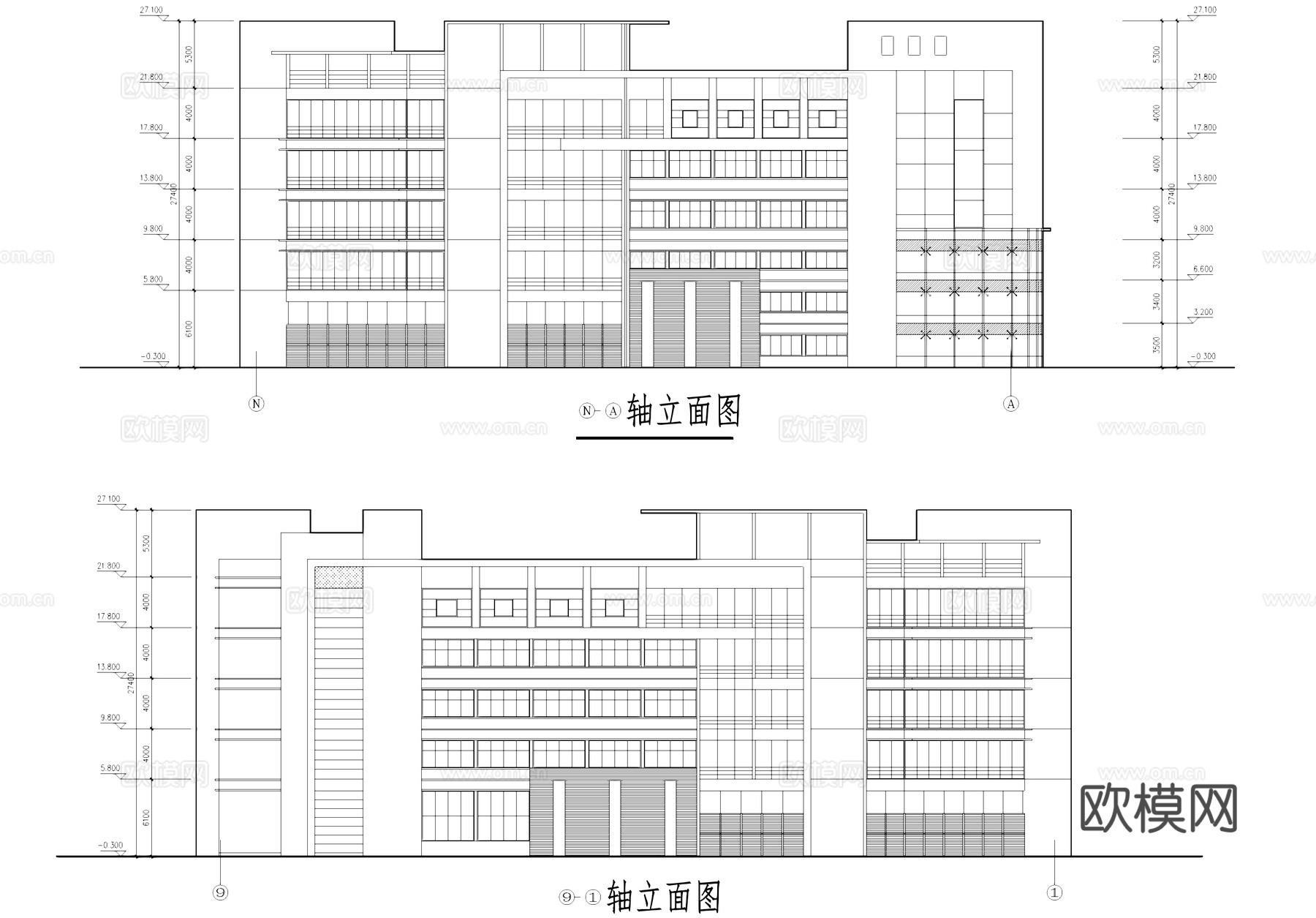 五层工业车间厂房建筑CAD施工图cad施工图