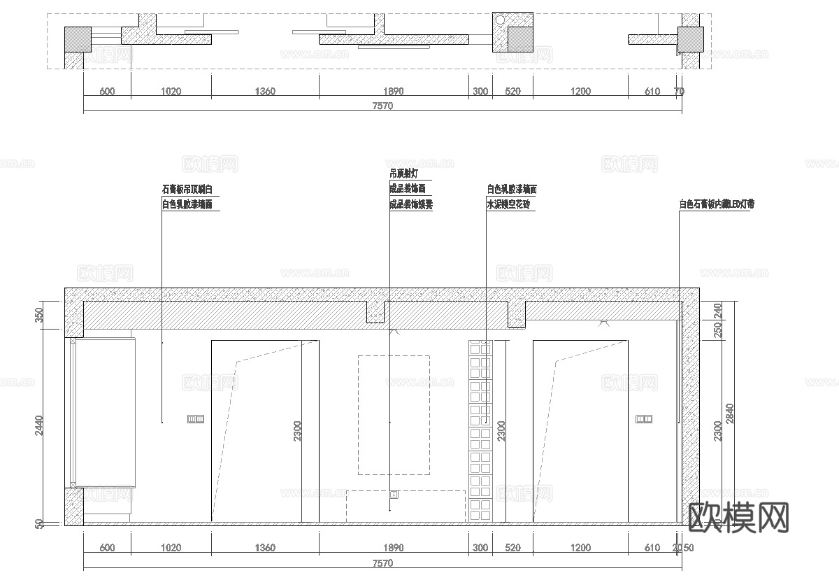 别墅样板间  最新全套施工图设计cad施工图