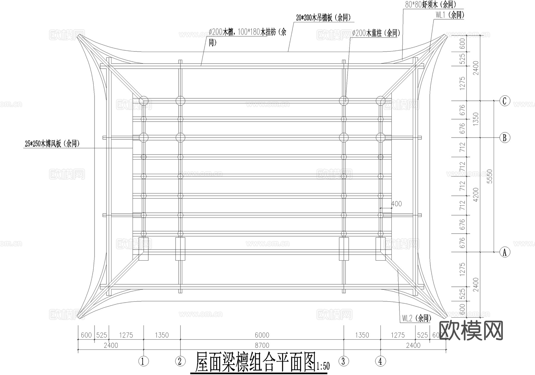 寺庙 万寿宫戏楼 明清仿古建筑 二层钢混木结构cad施工图