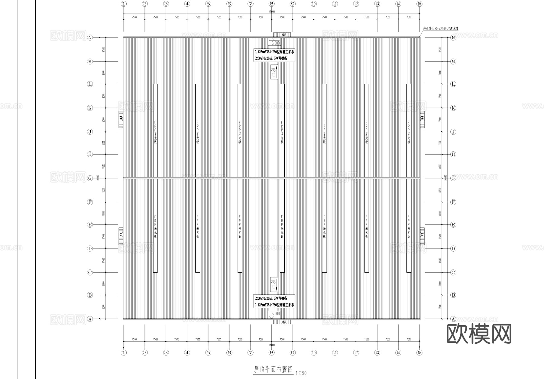 彩钢板工业厂房车间建筑结构CAD施工图集cad施工图