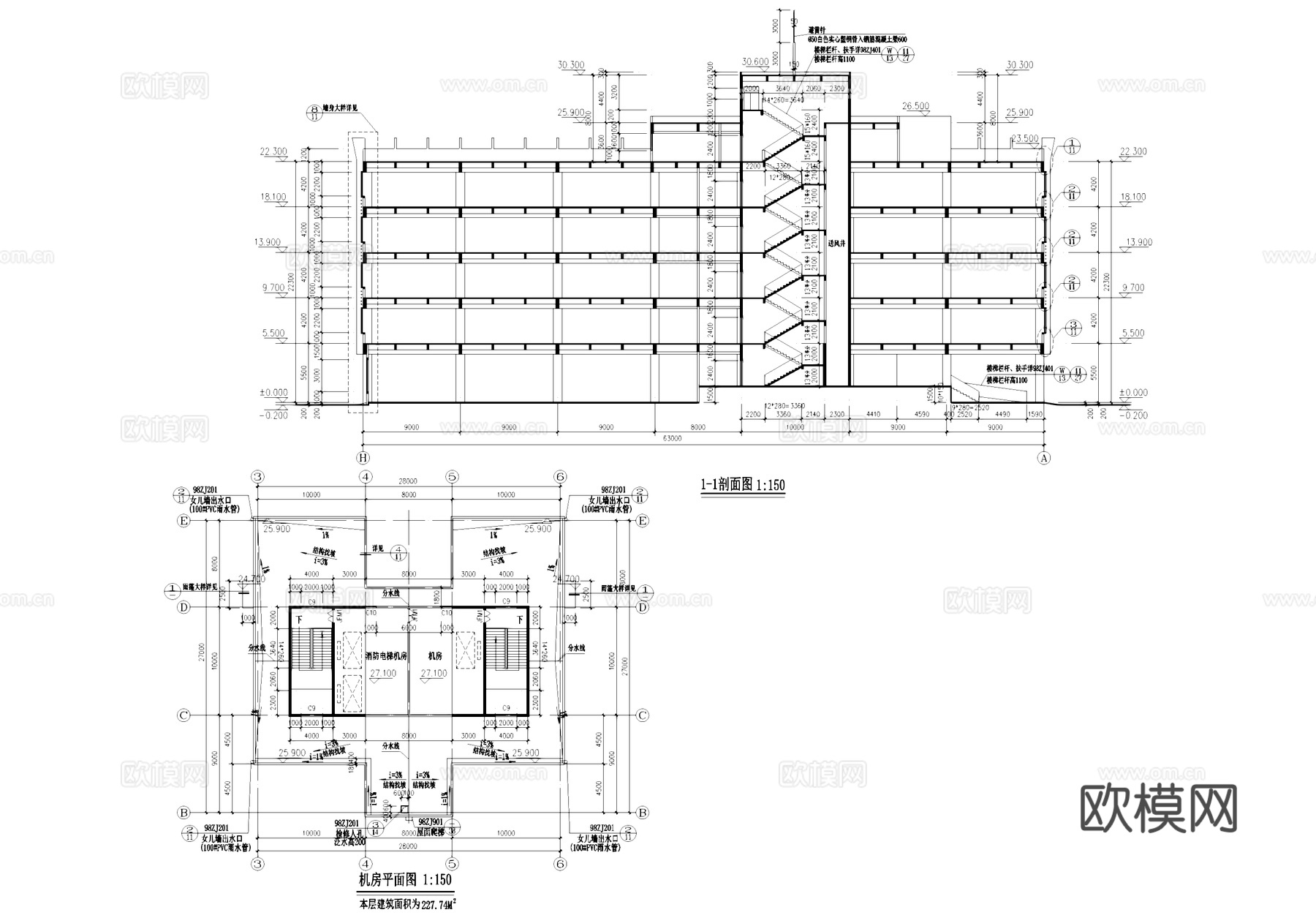 厂房车间大厦工业建筑CAD施工图cad施工图