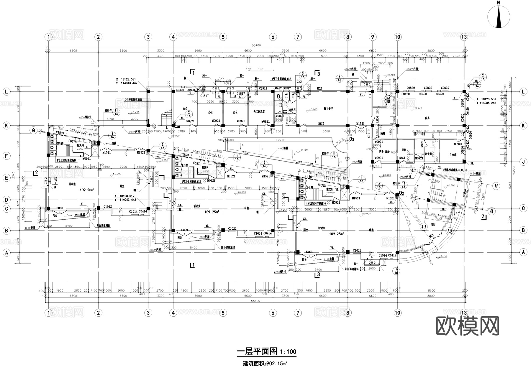 如诗美地幼儿园建筑结构CAD施工图集cad施工图