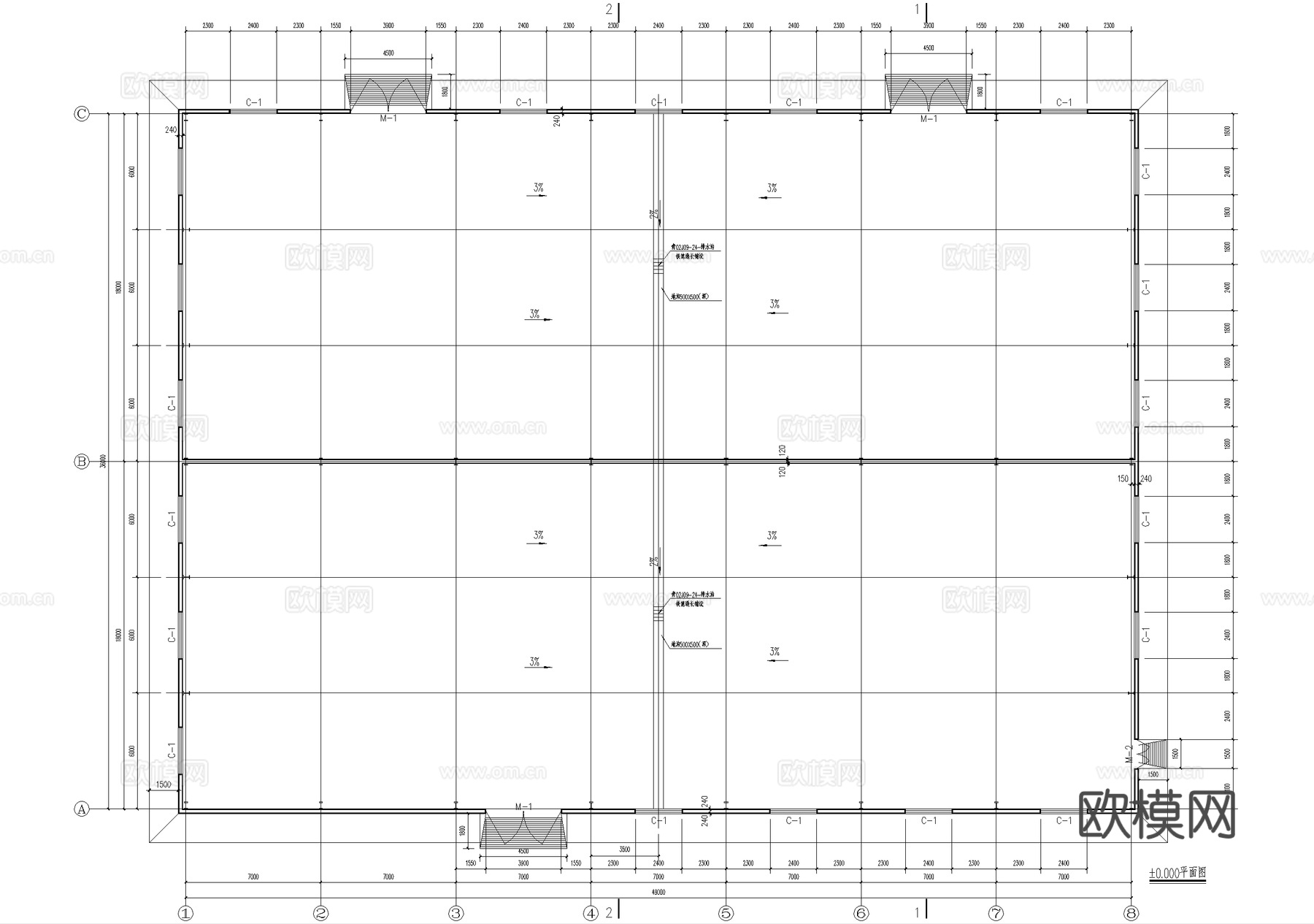 钢结构厂房单层戊类生产车间工业建筑cad施工图