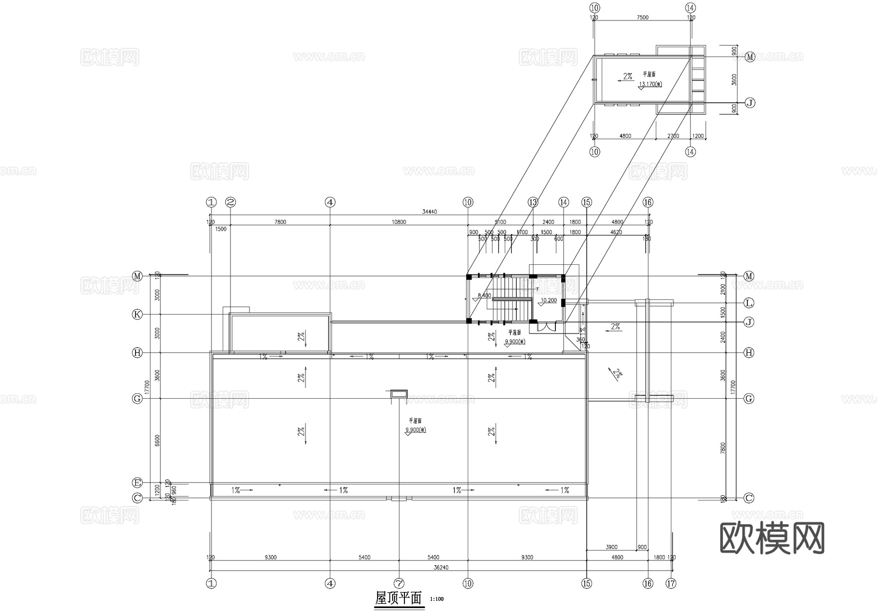 现代三层居住区幼儿园建筑CAD施工图cad施工图