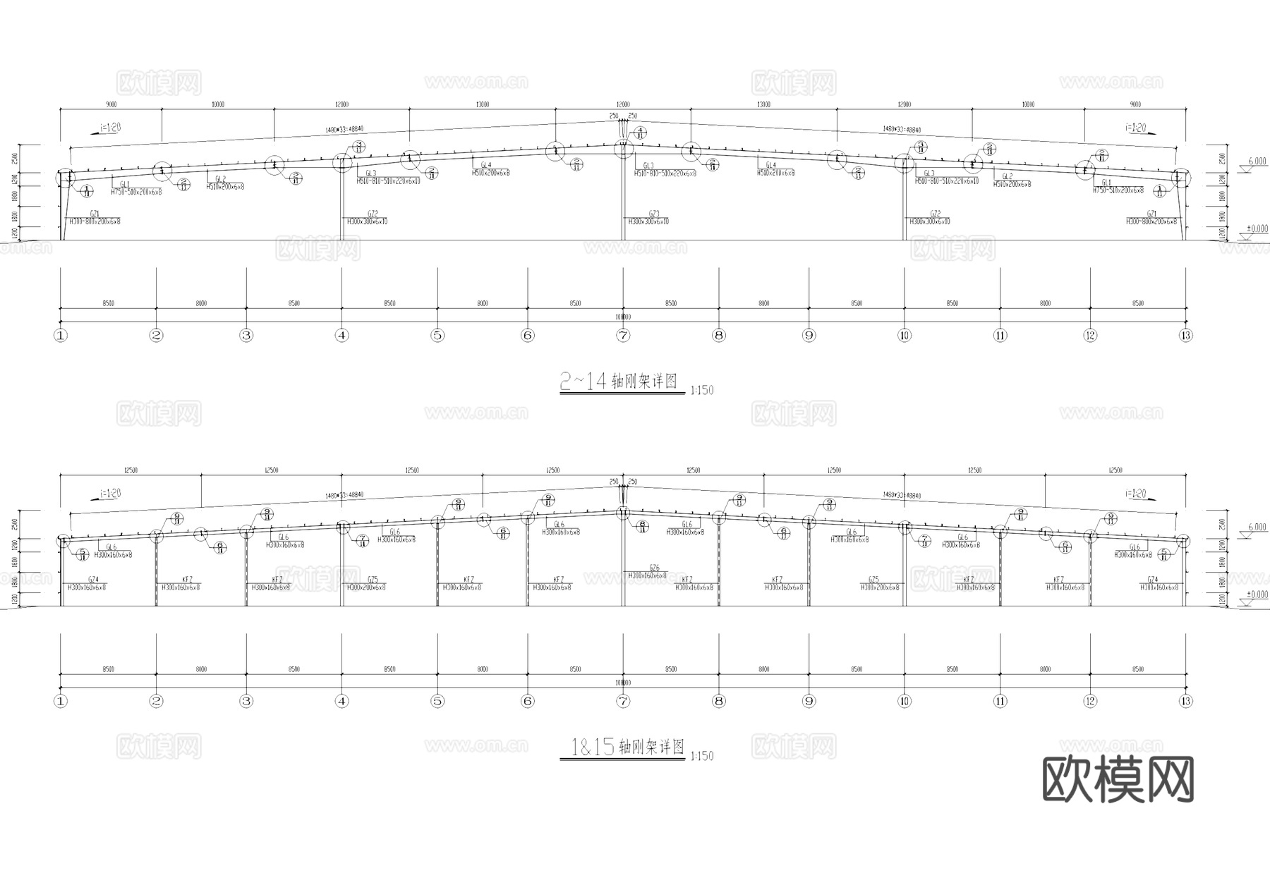彩钢板工业厂房车间建筑结构CAD施工图集cad施工图