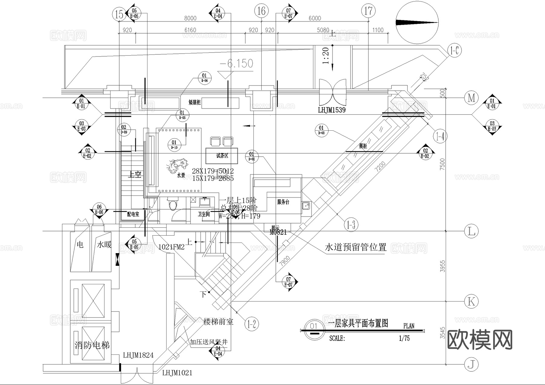 茶馆 二层茶室茶吧会所 平面系统图 茶楼cad施工图