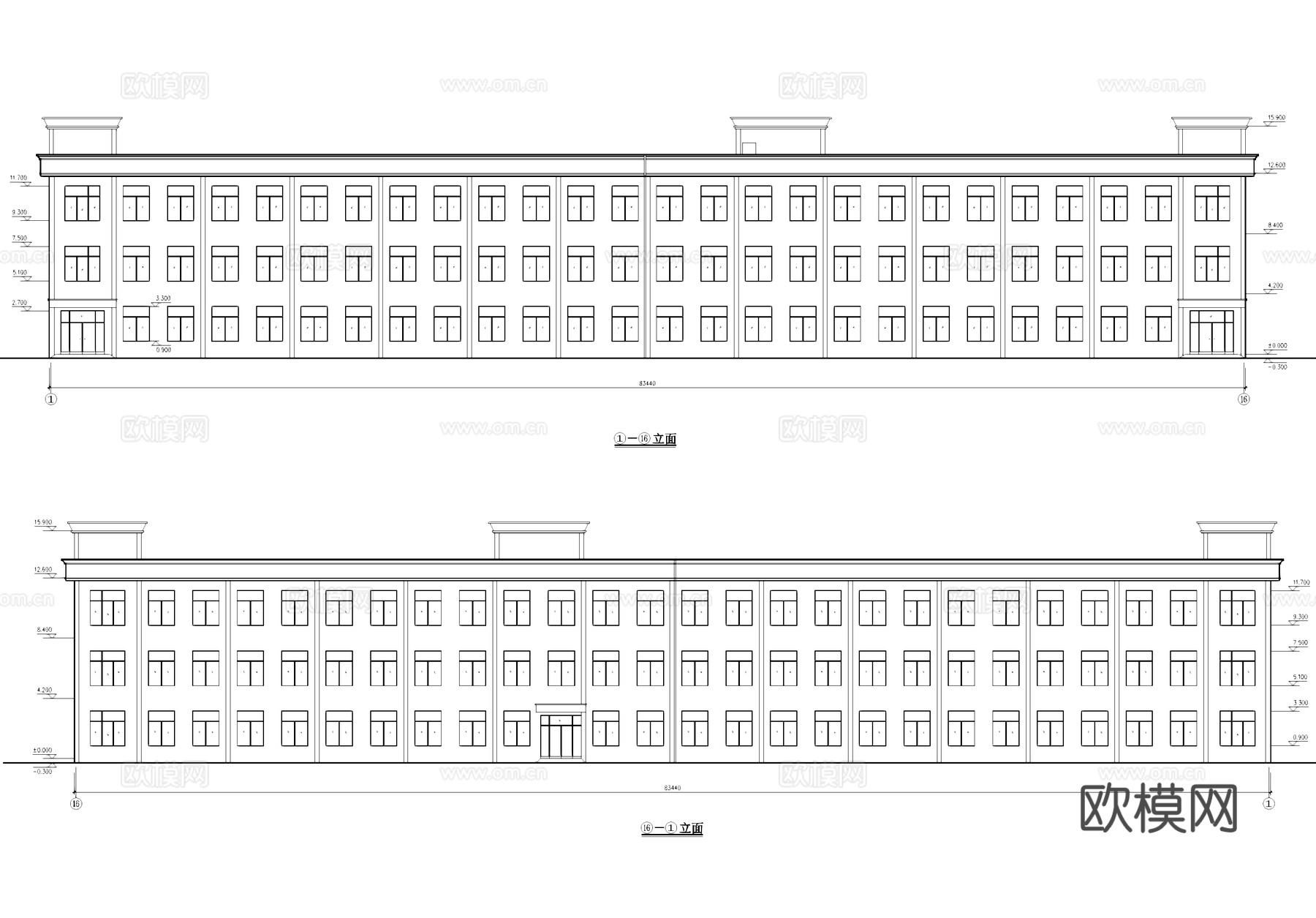 三层车间厂房工业建筑CAD施工图cad施工图