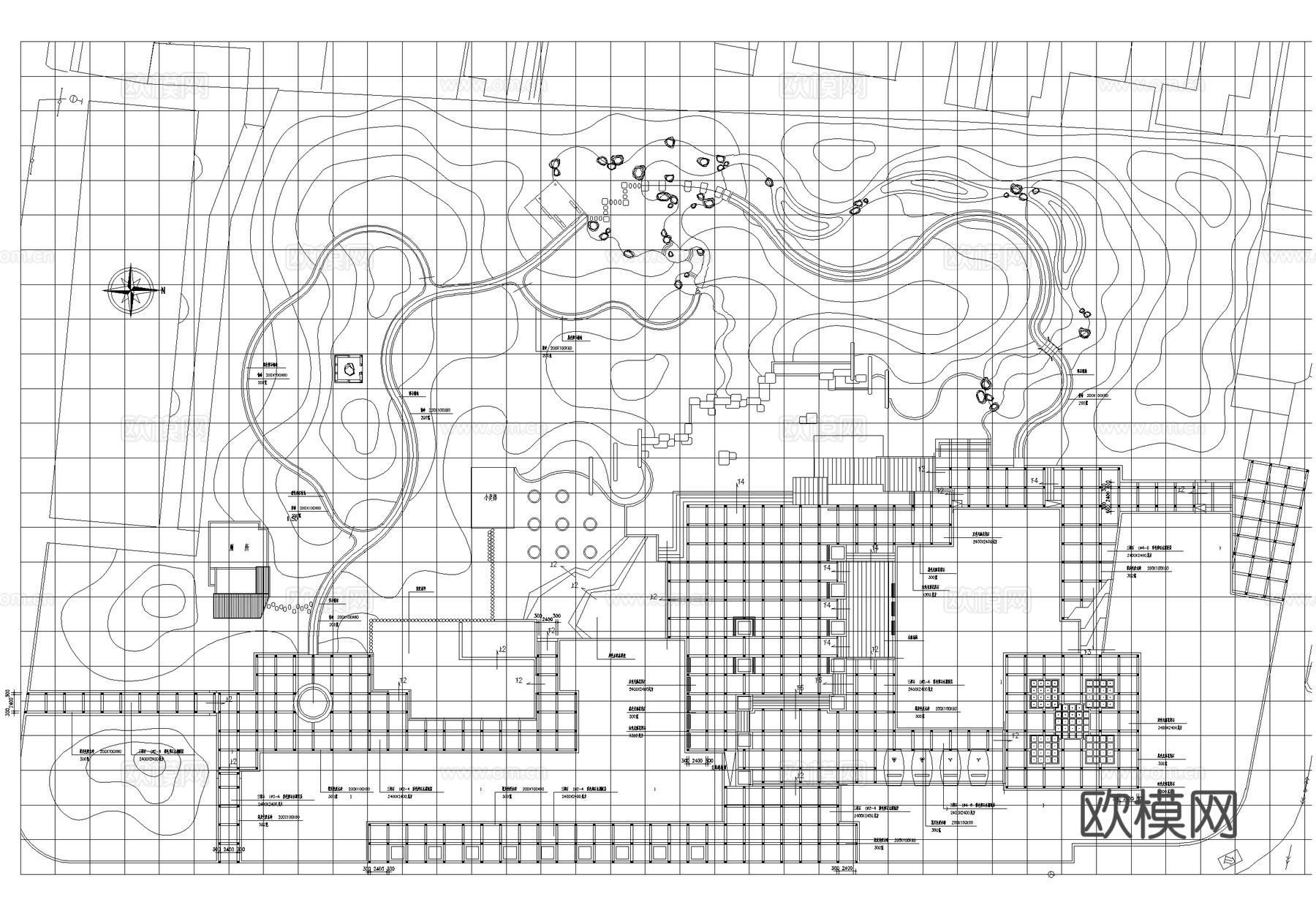 公园 规划总平面图 小游园广场cad施工图