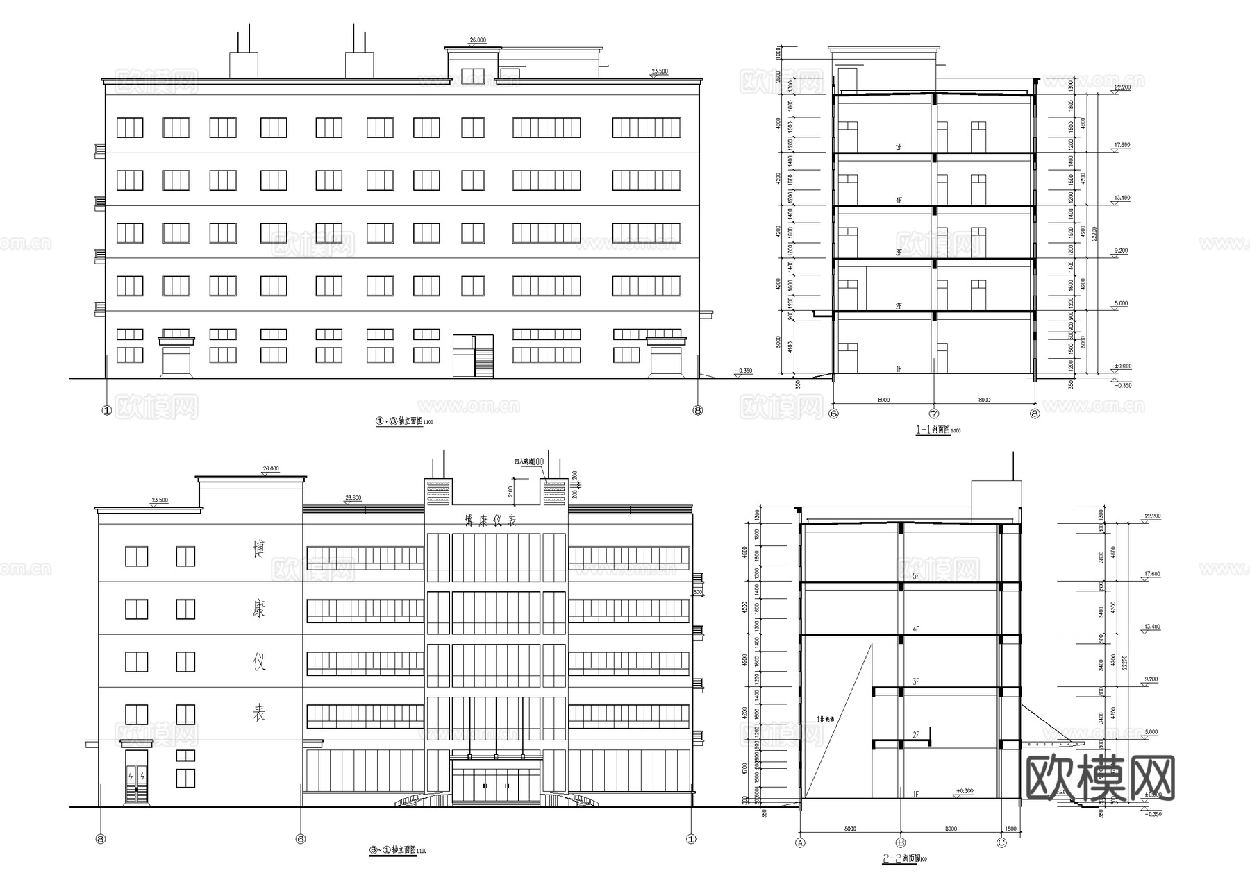 医用器械厂五层车间办公厂房工业建筑CAD施工图cad施工图