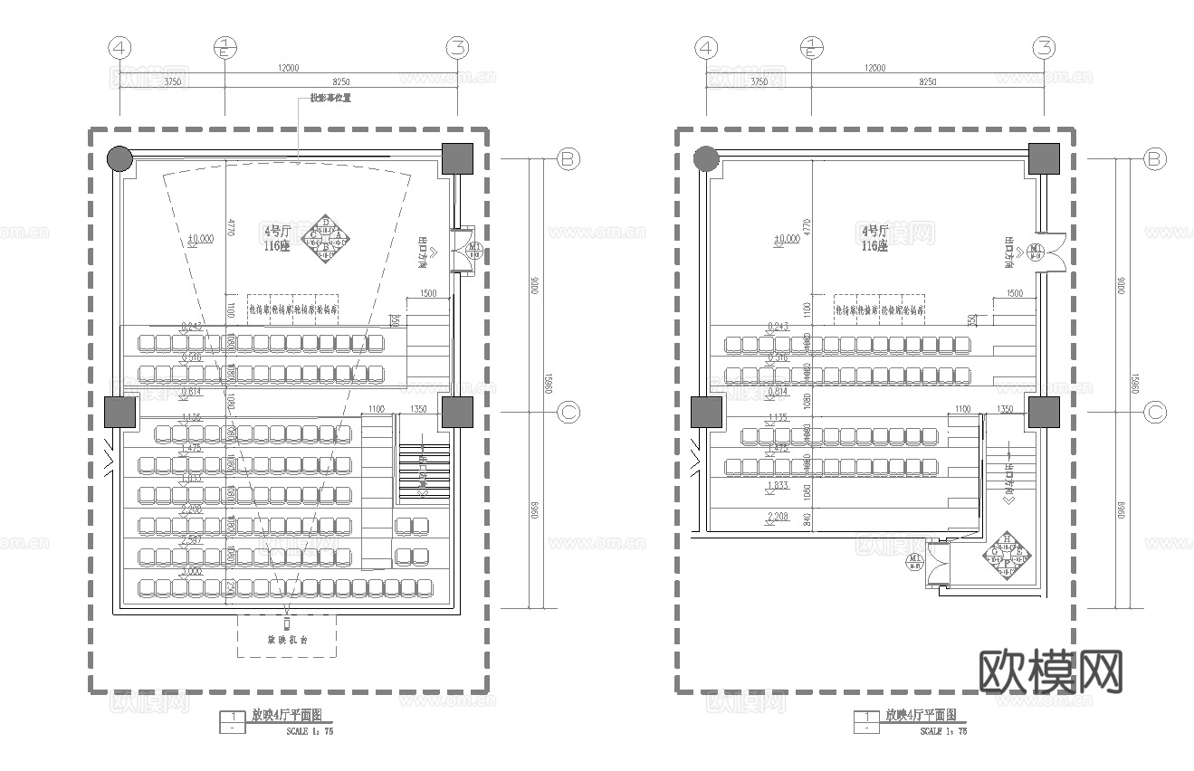 电影院影厅 最新全套施工图设计cad施工图