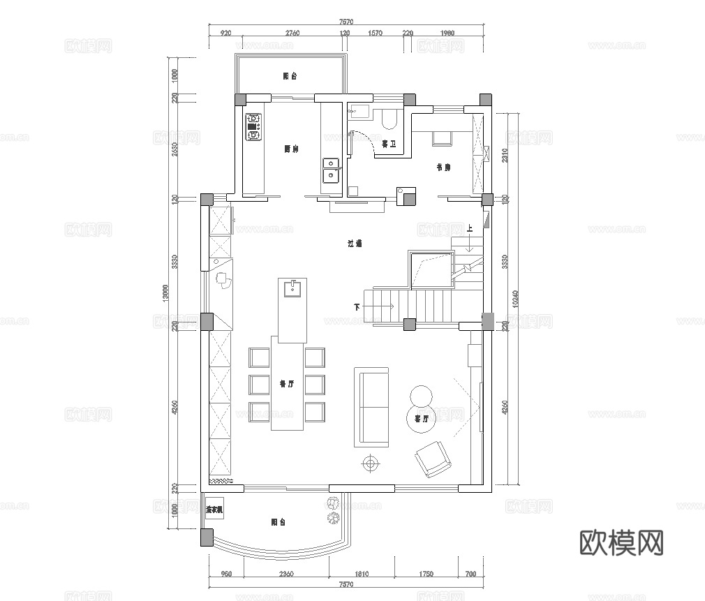 别墅样板间  最新全套施工图设计cad施工图