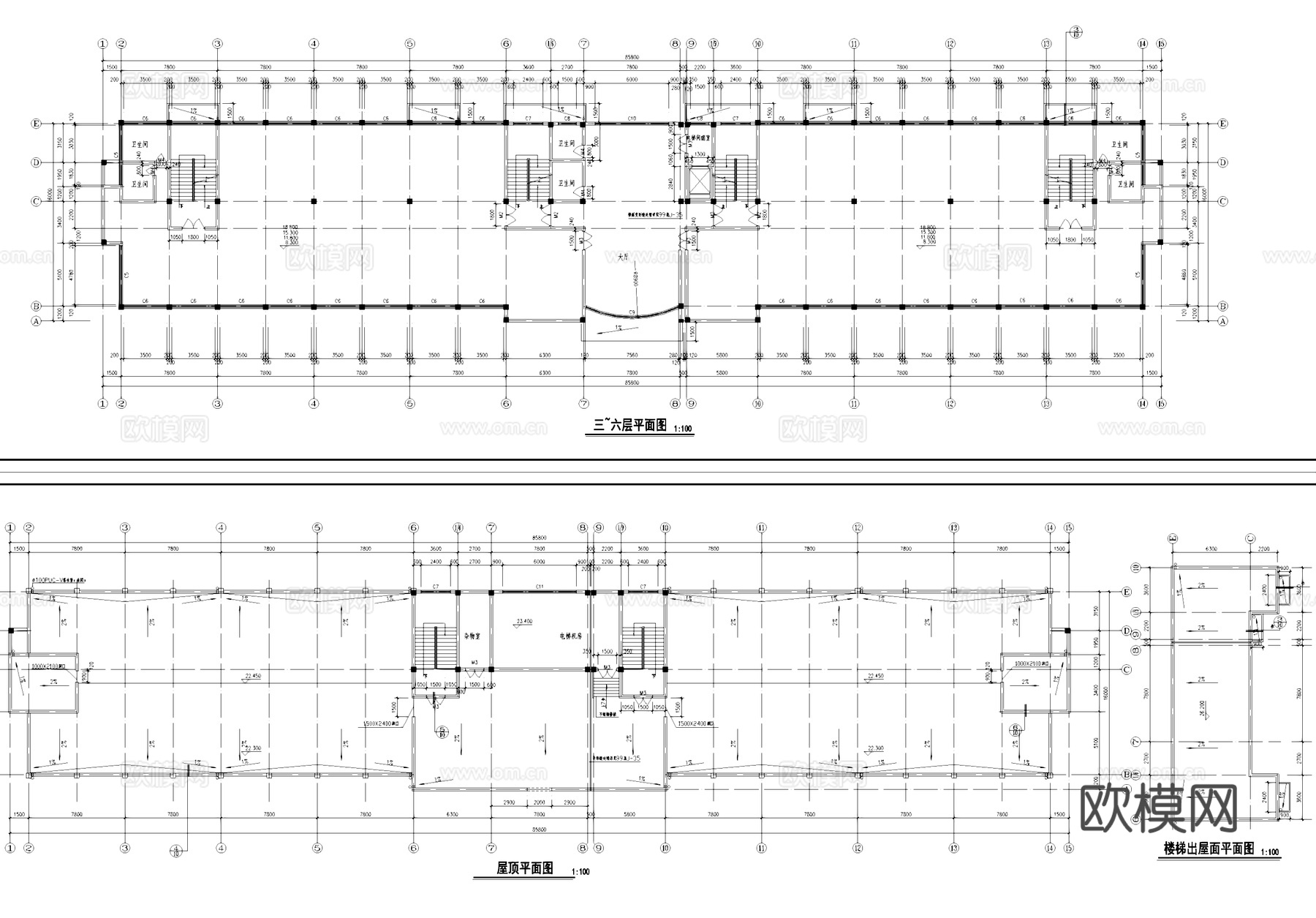 厂区办公楼建筑CAD施工图cad施工图