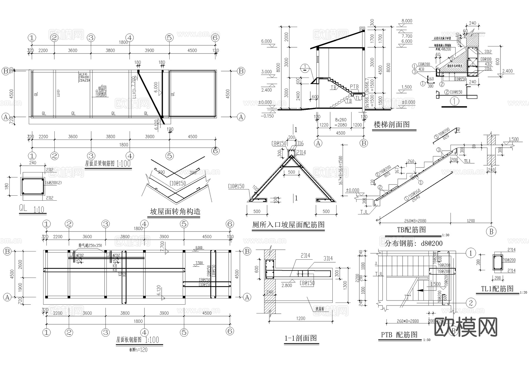 公共厕所垃圾站 二层洗手间卫生间cad施工图