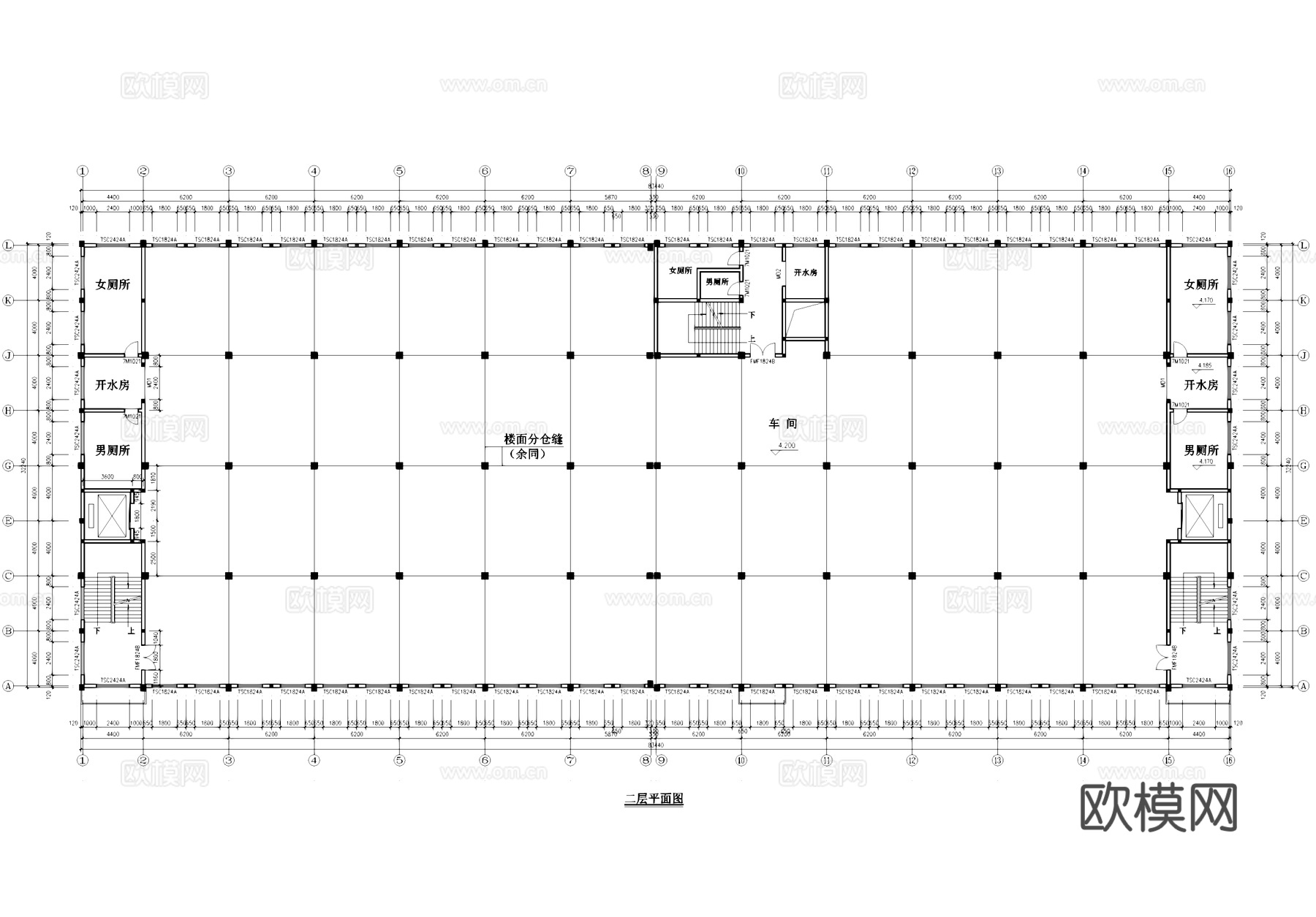 三层车间厂房工业建筑CAD施工图cad施工图