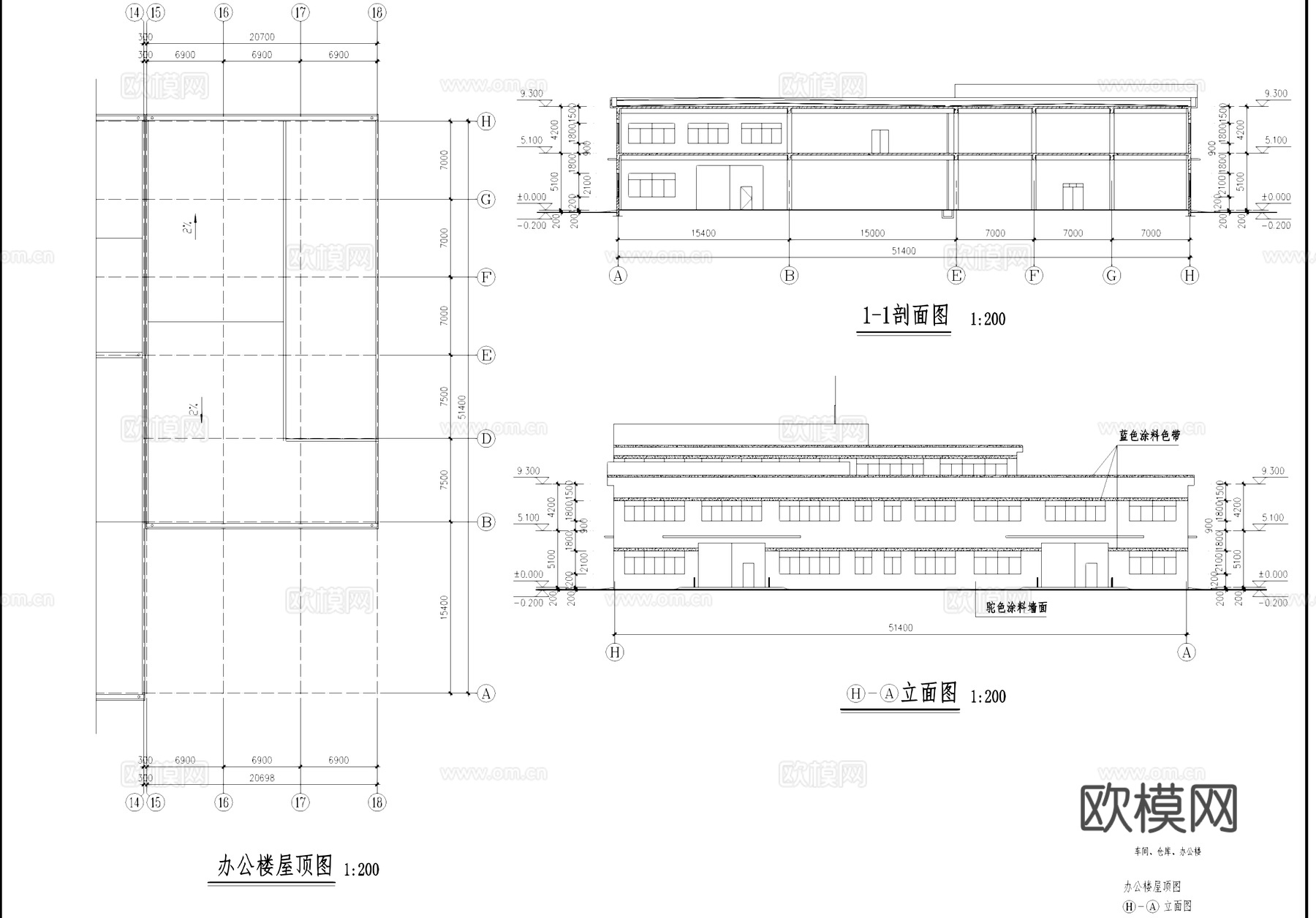 仓库车间办公楼工业建筑CAD施工图cad施工图