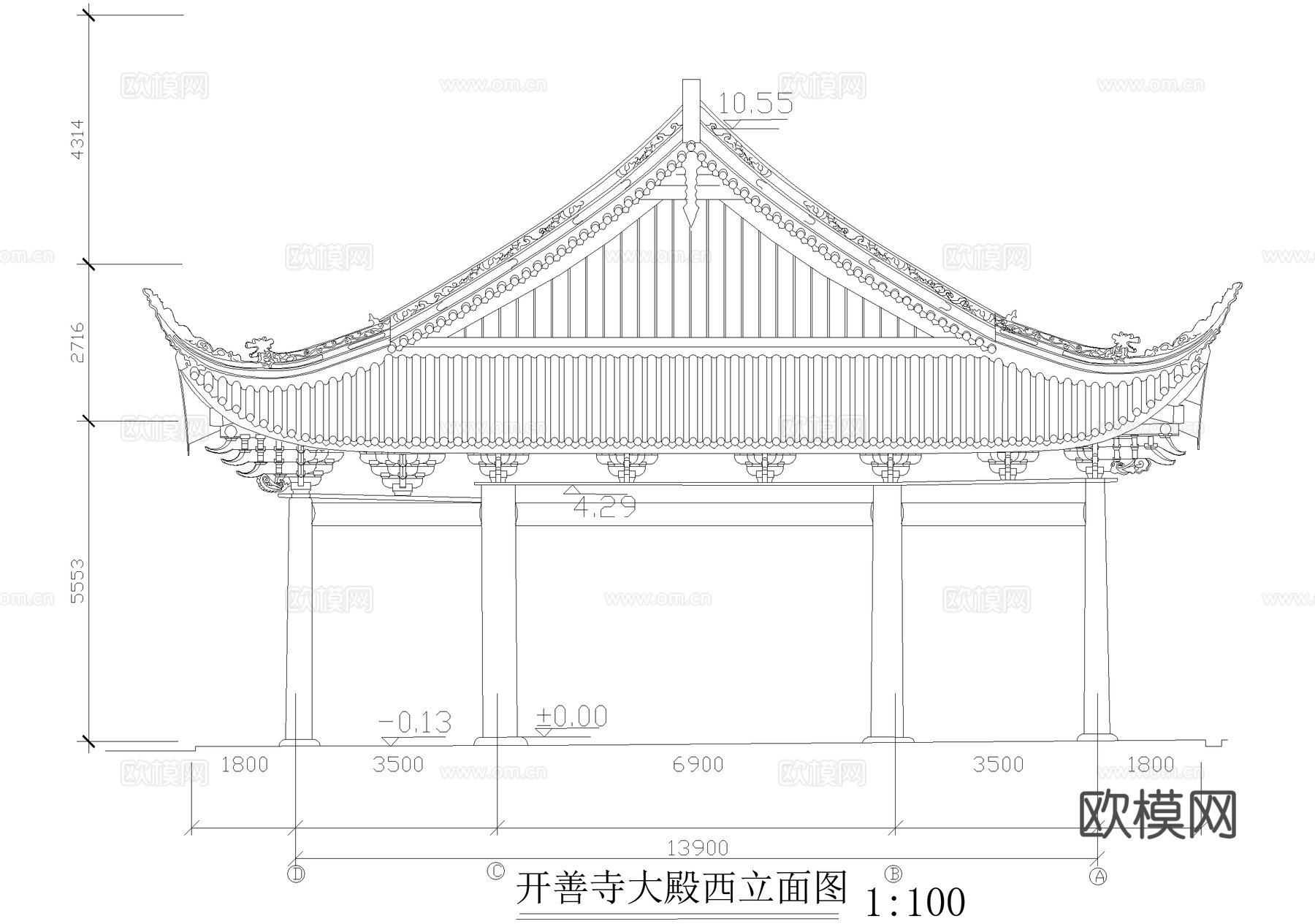 寺庙 大雄殿测绘图 古建筑维修保护cad施工图