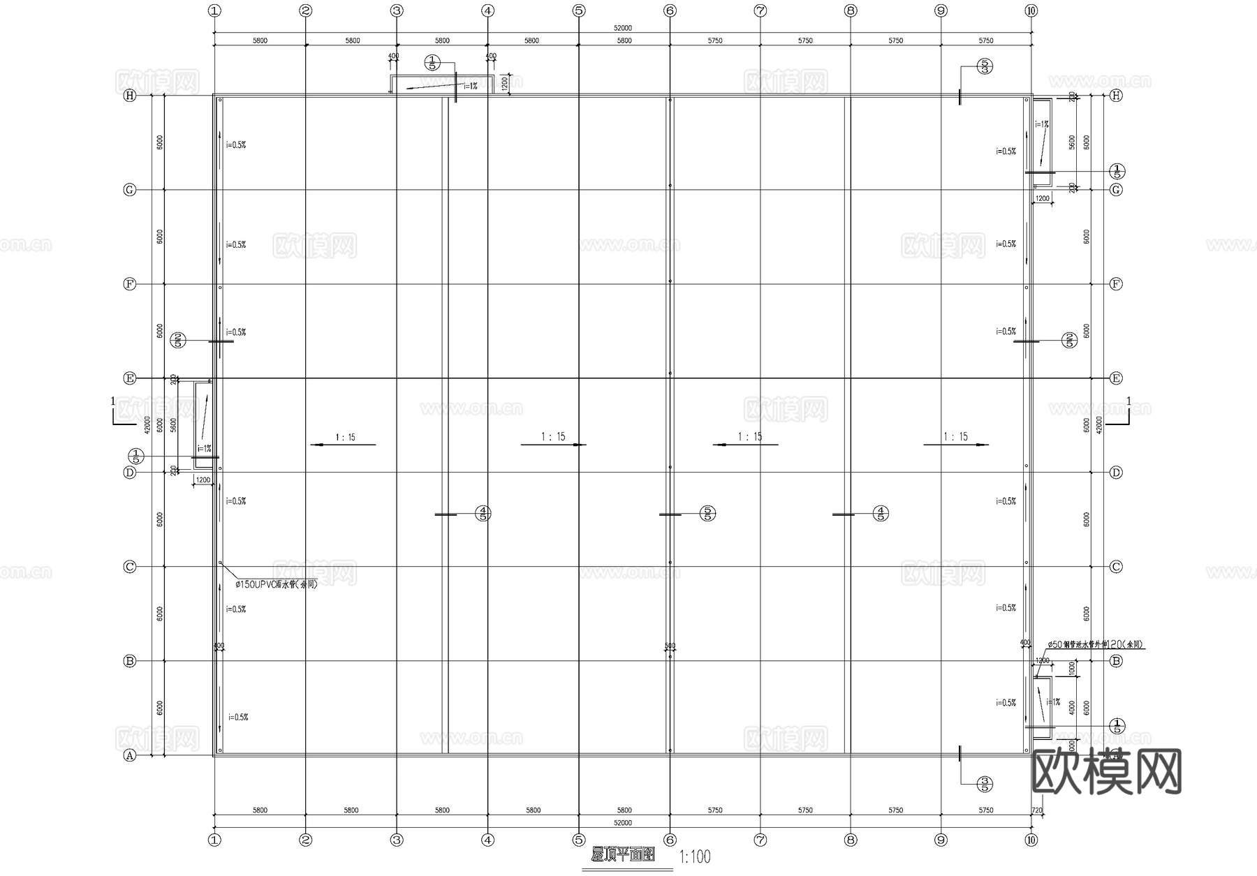 单层钢结构车间厂房工业建筑CAD施工图cad施工图
