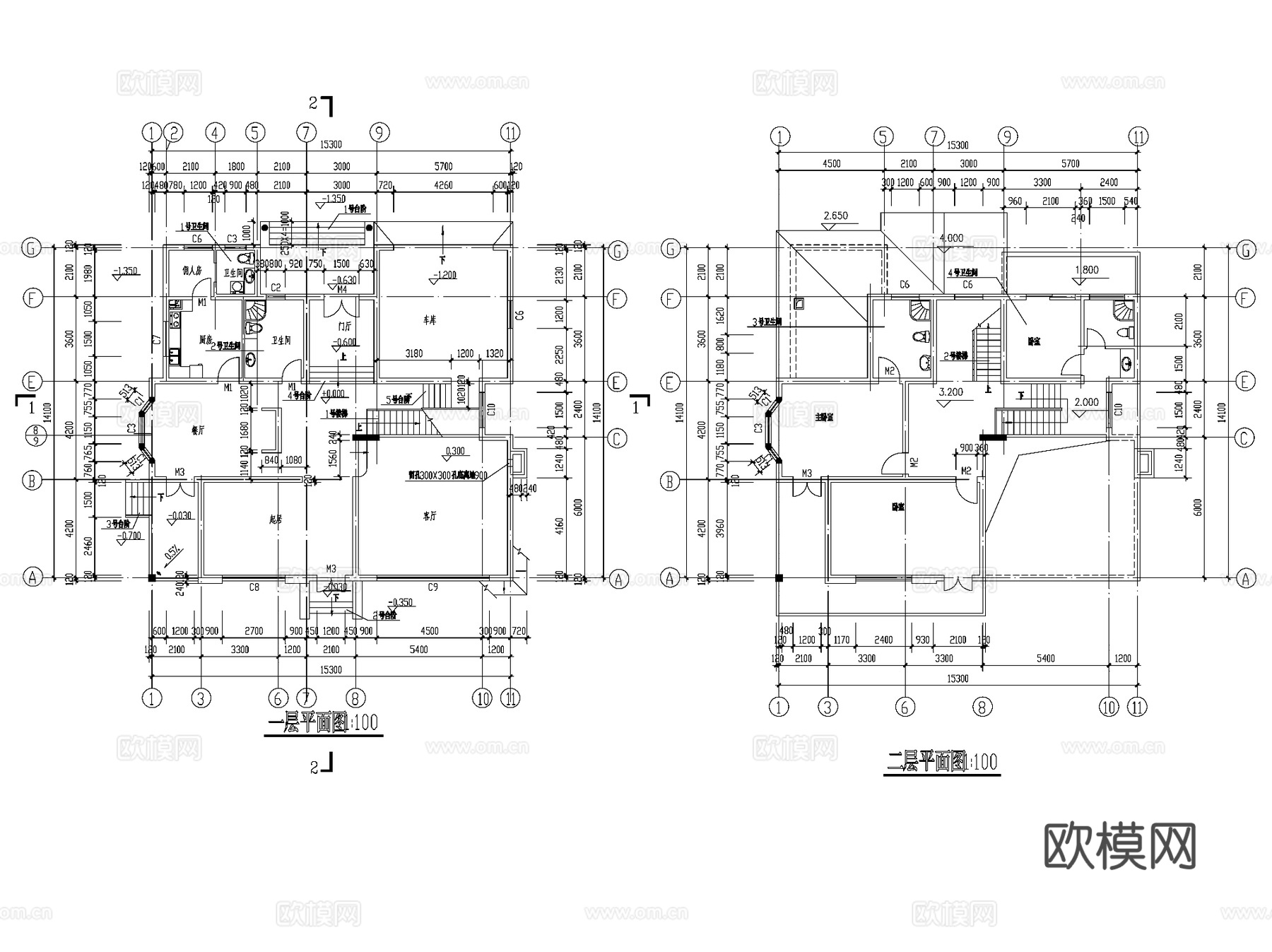 万安秀水山庄欧式别墅建筑CAD施工图cad施工图