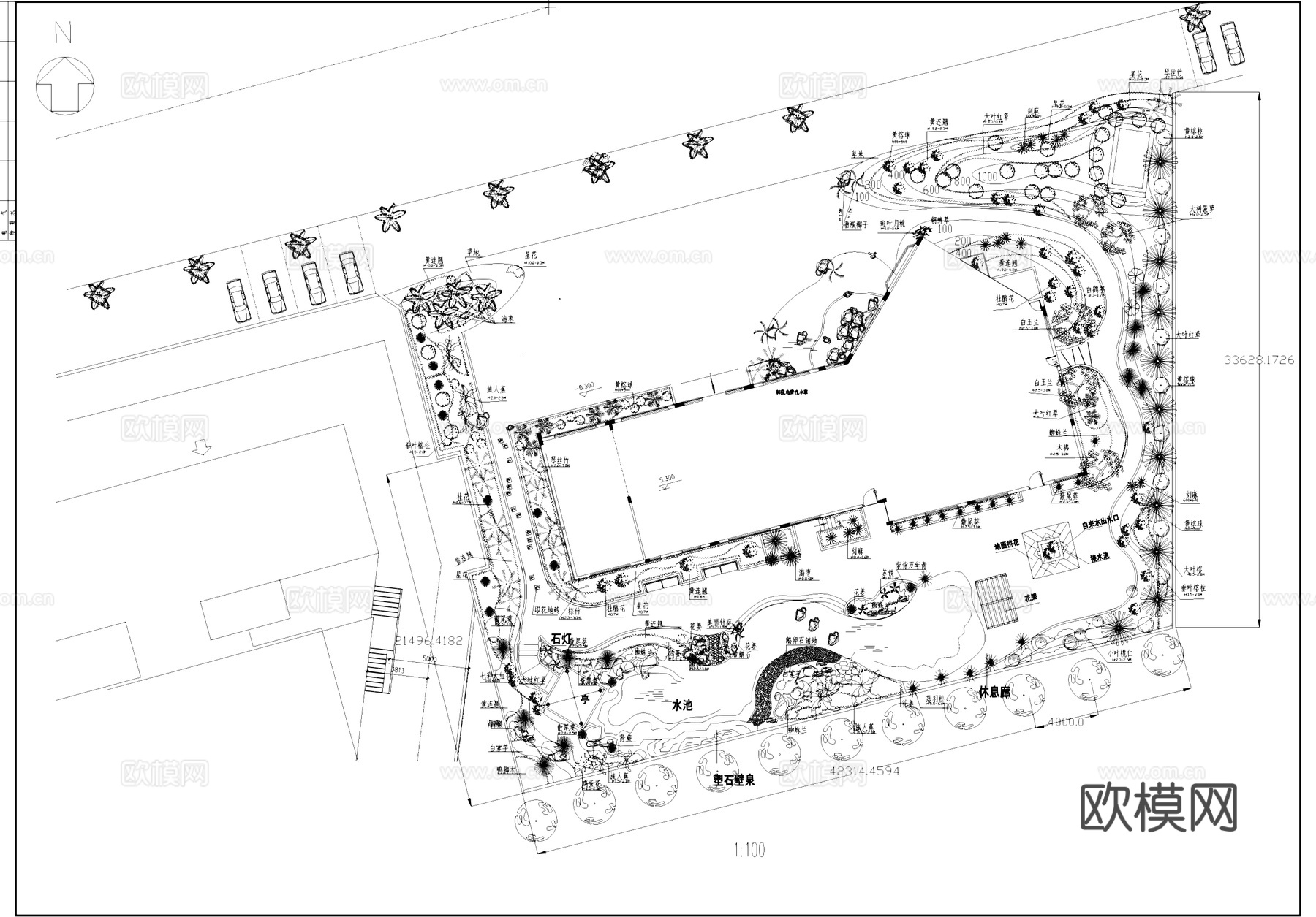 样板房展示区示范区景观植物平面CAD施工图cad施工图