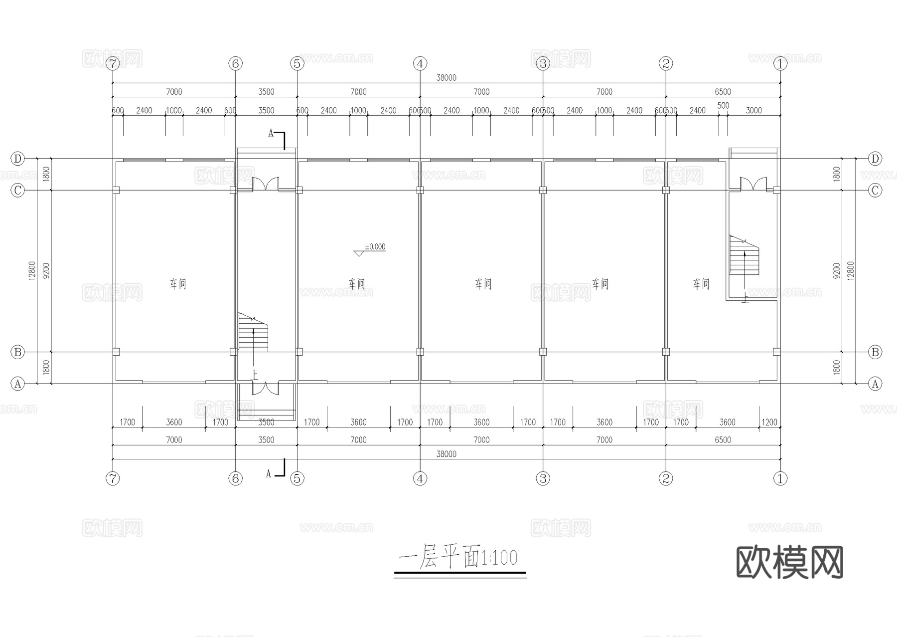 工业车间及修理车间建筑CAD施工图cad施工图